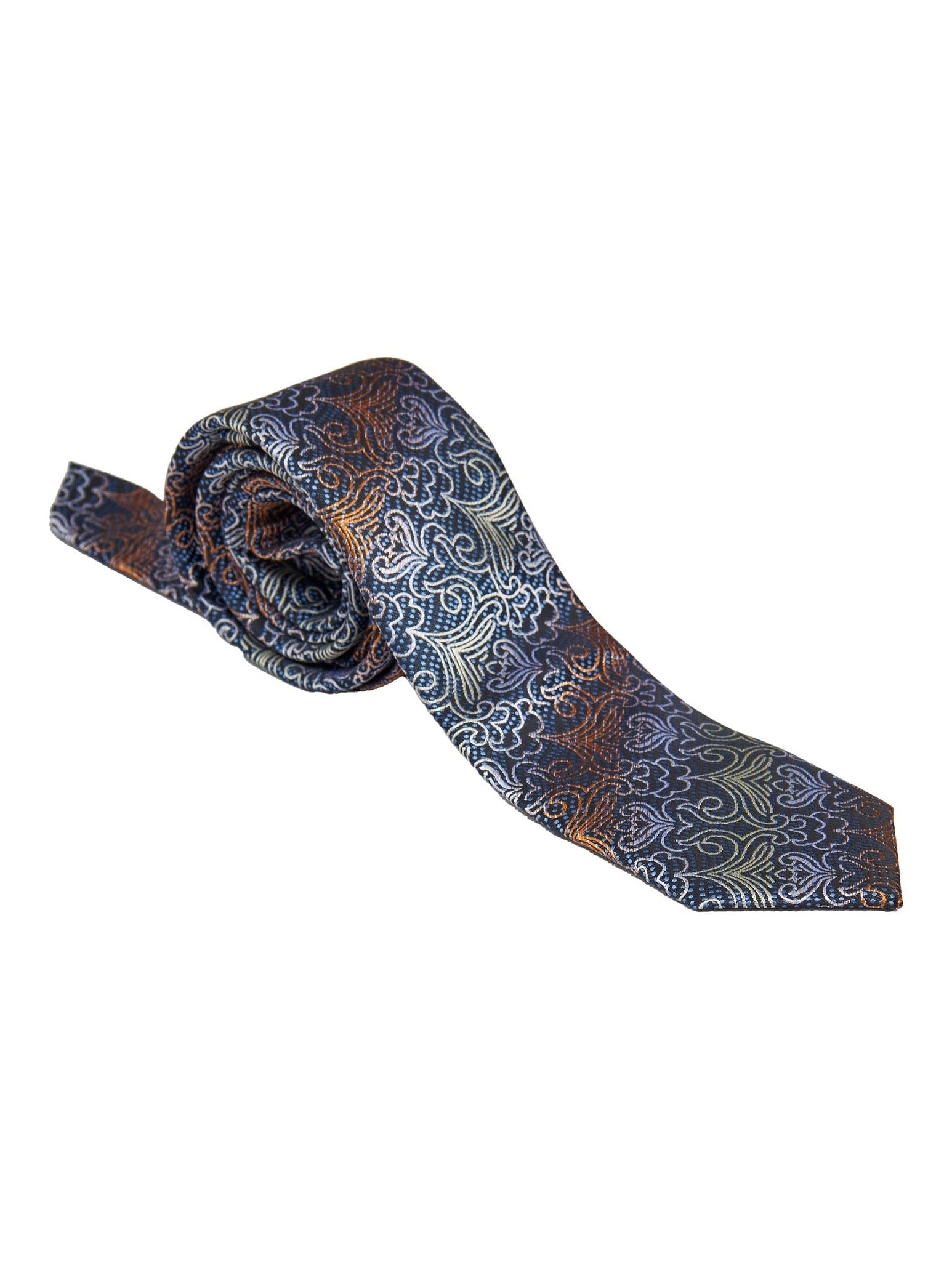 TEAL BLUE FLORAL PAISLEY NECK TIE SET