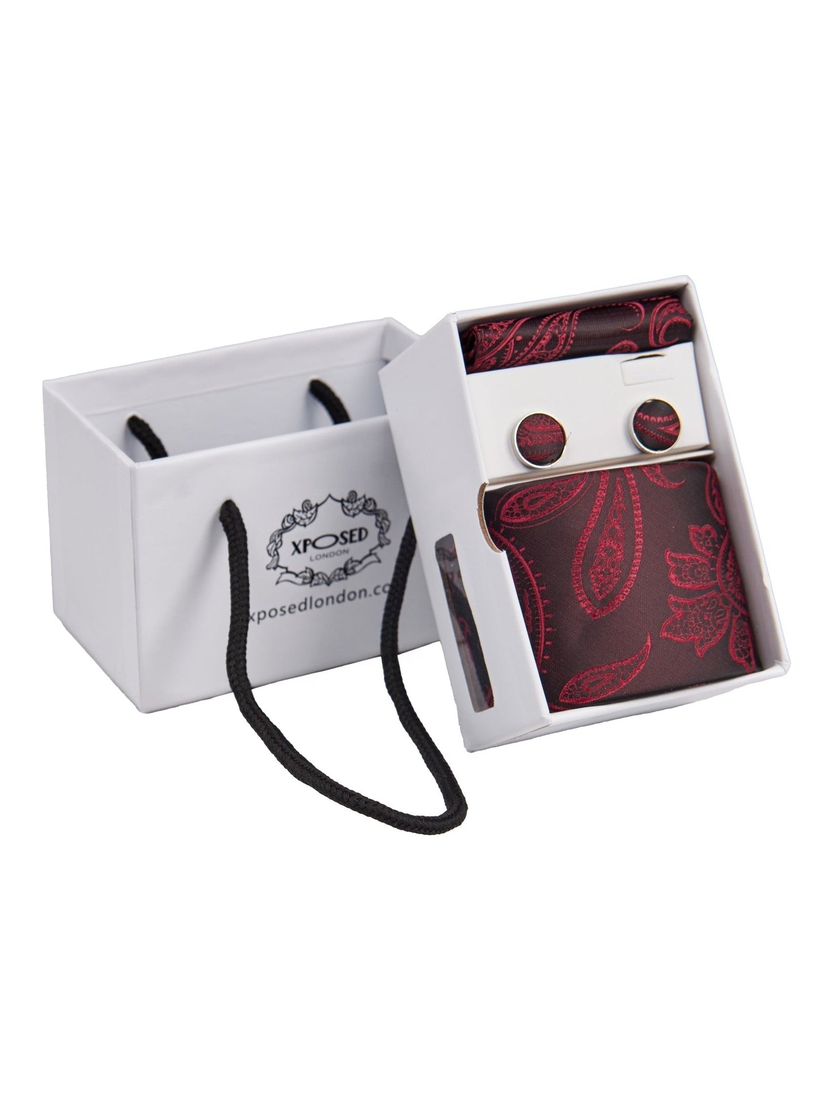 MAROON PAISLEY PRINT NECKTIE SET