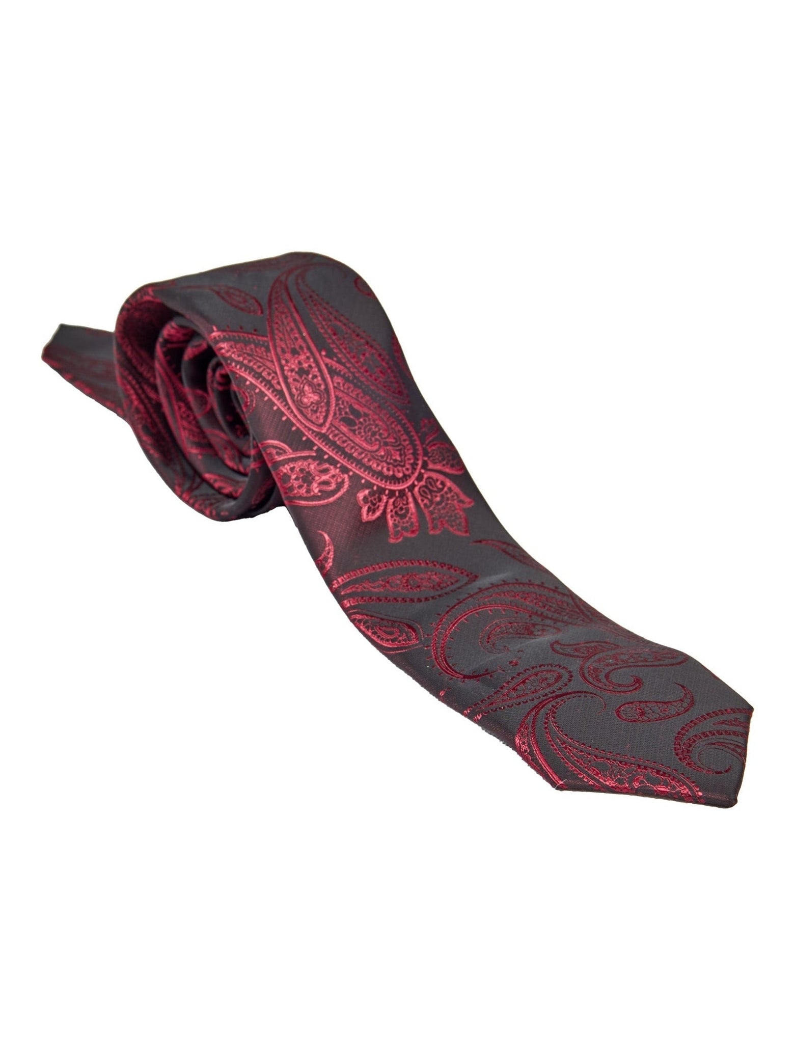 MAROON PAISLEY PRINT NECKTIE SET