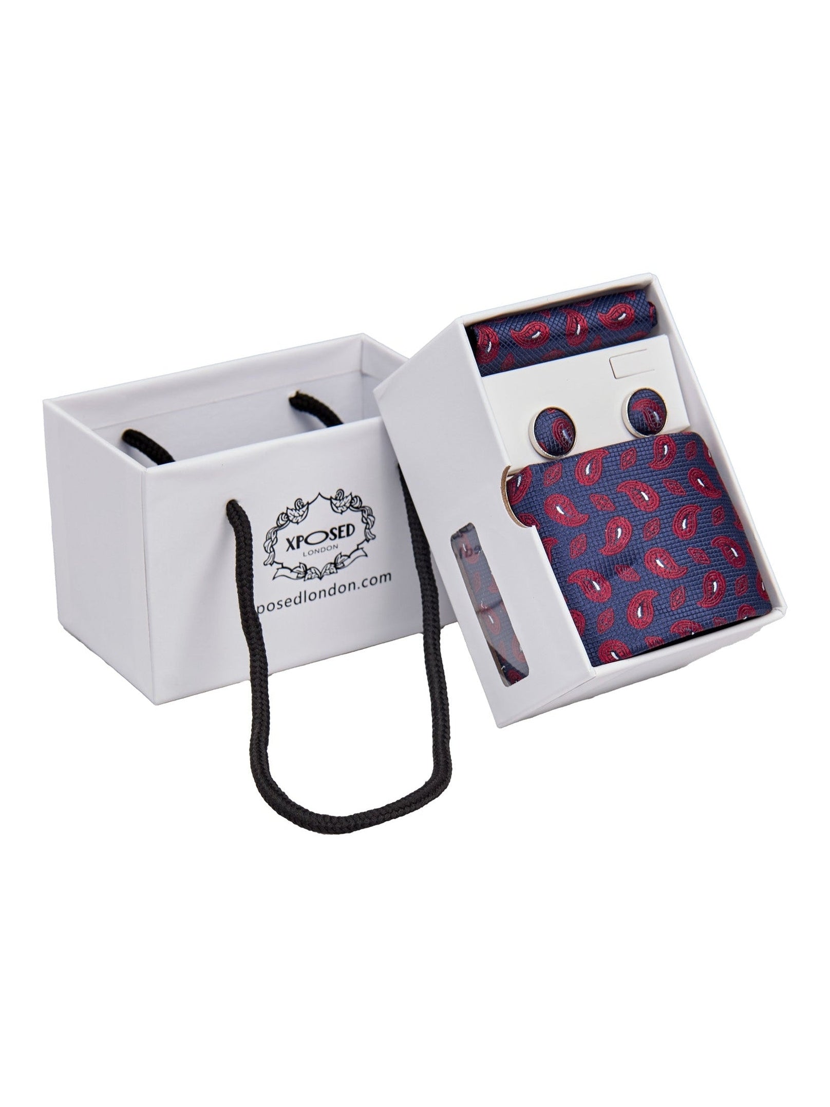 NAVY PAISLEY PRINT NECKTIE SET