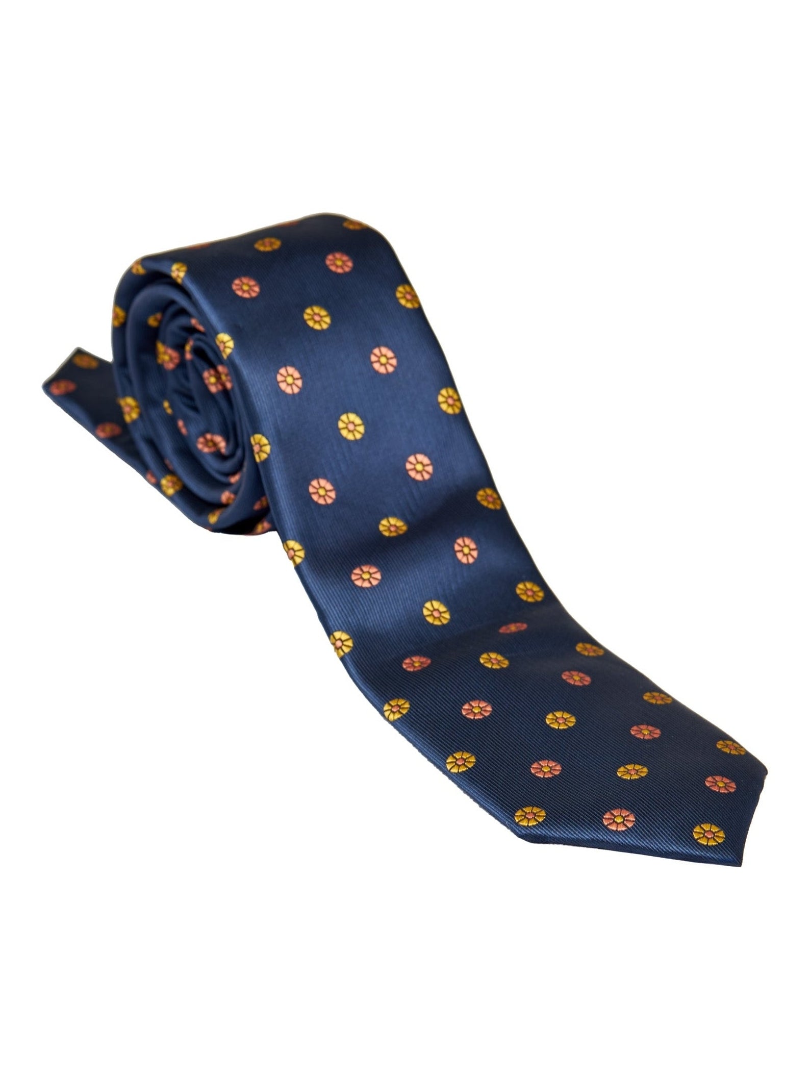 NAVY BLUE MINI FLORAL NECK TIE SET