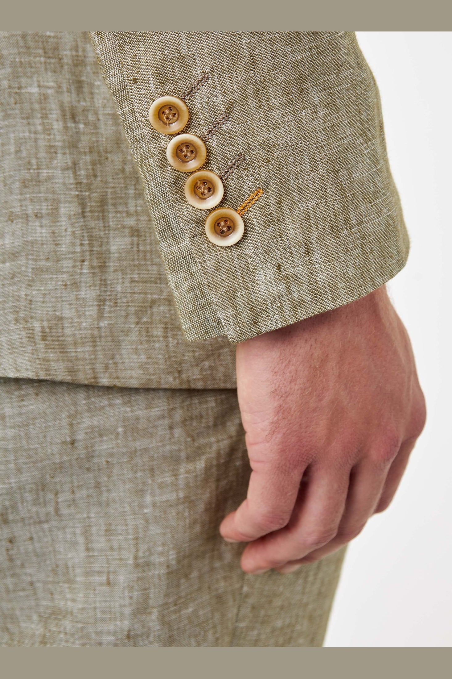 LEWIS - Sage Green Linen Tailored Fit Summer Suit Blazer