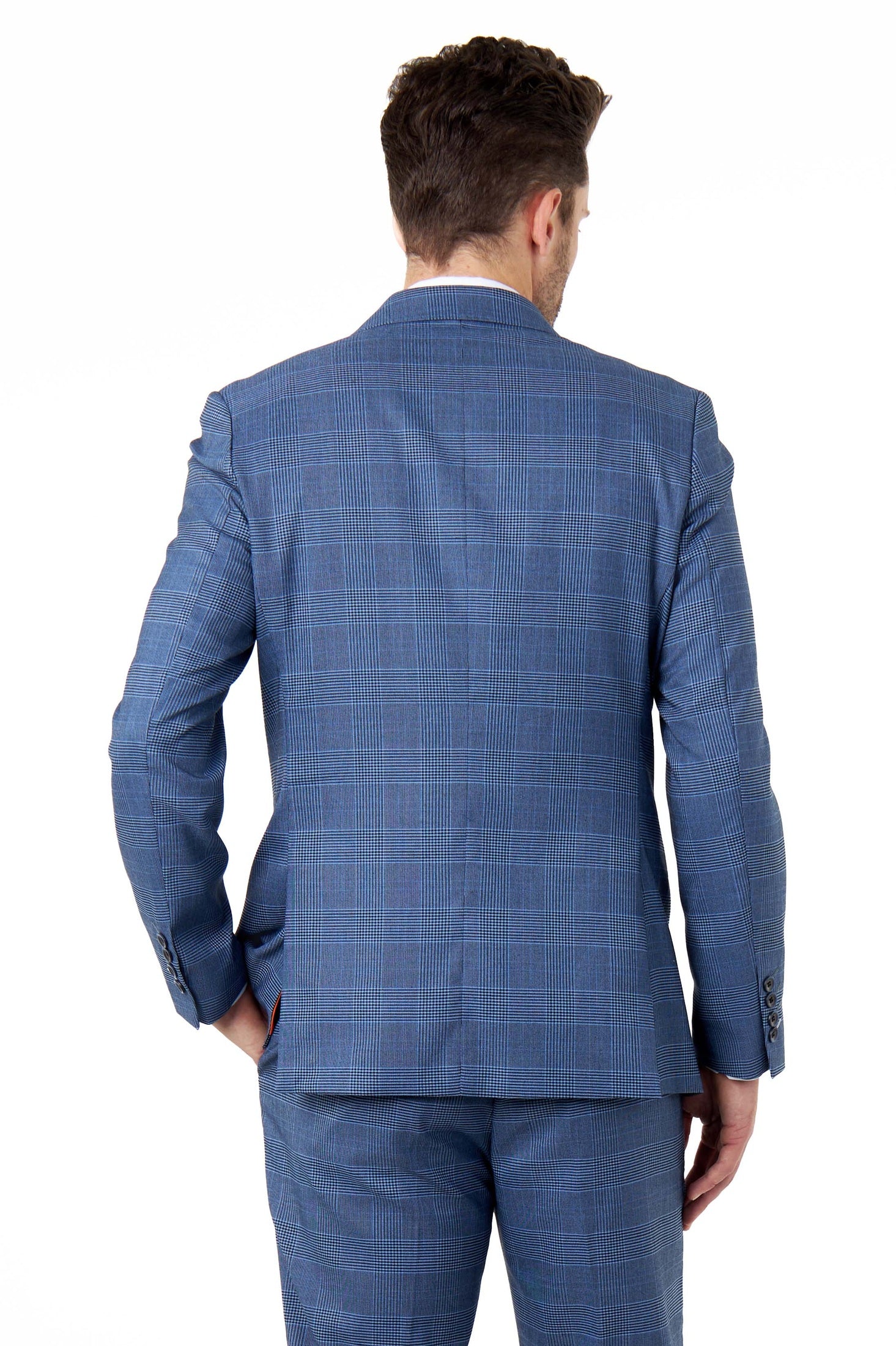 EKON – Blue Price of Wales Check Tailored Double Breasted Jacket
