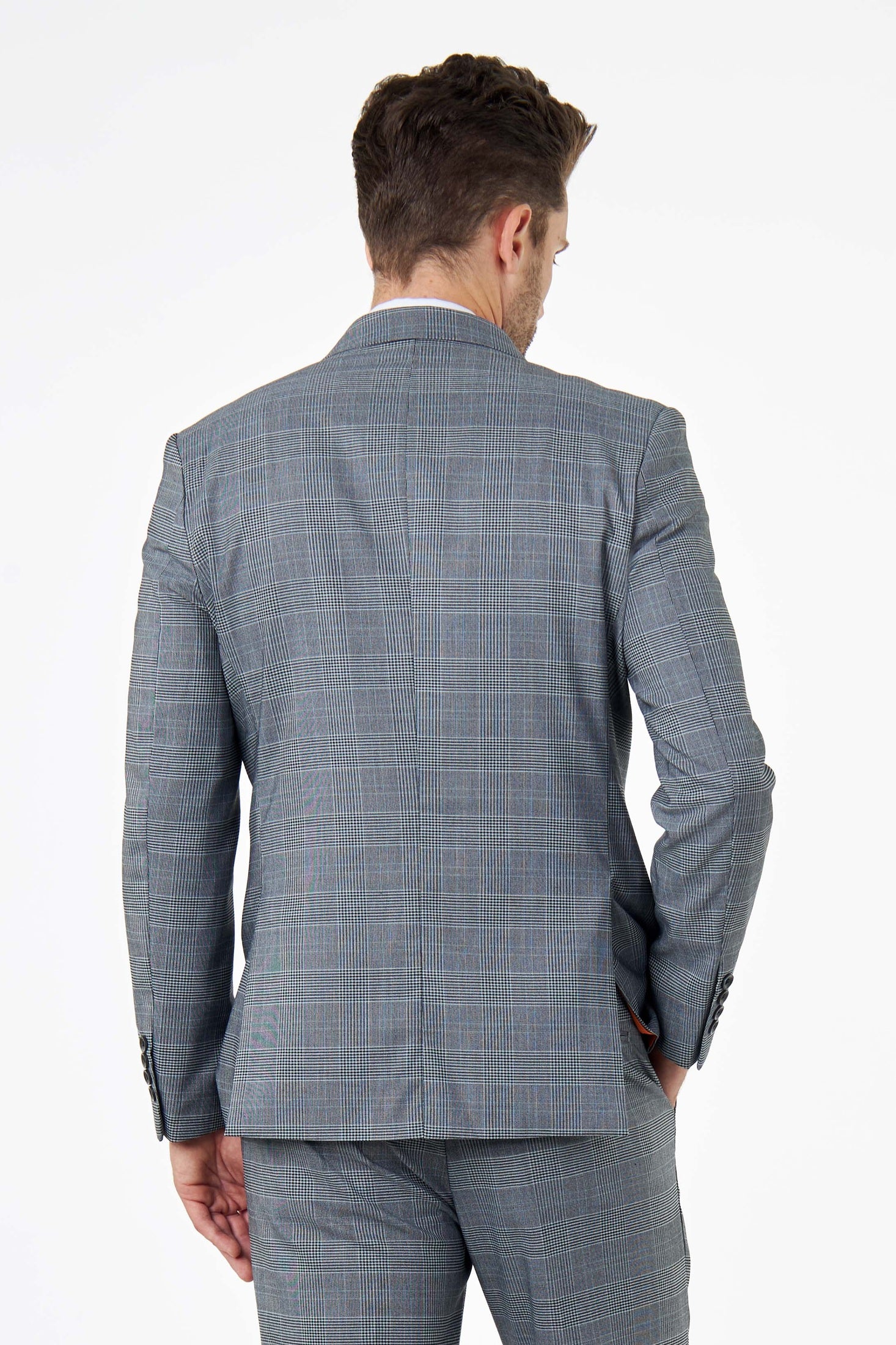 Mens Grey Price of Wales Check Tailored Fit Suit Jacket Blazer
