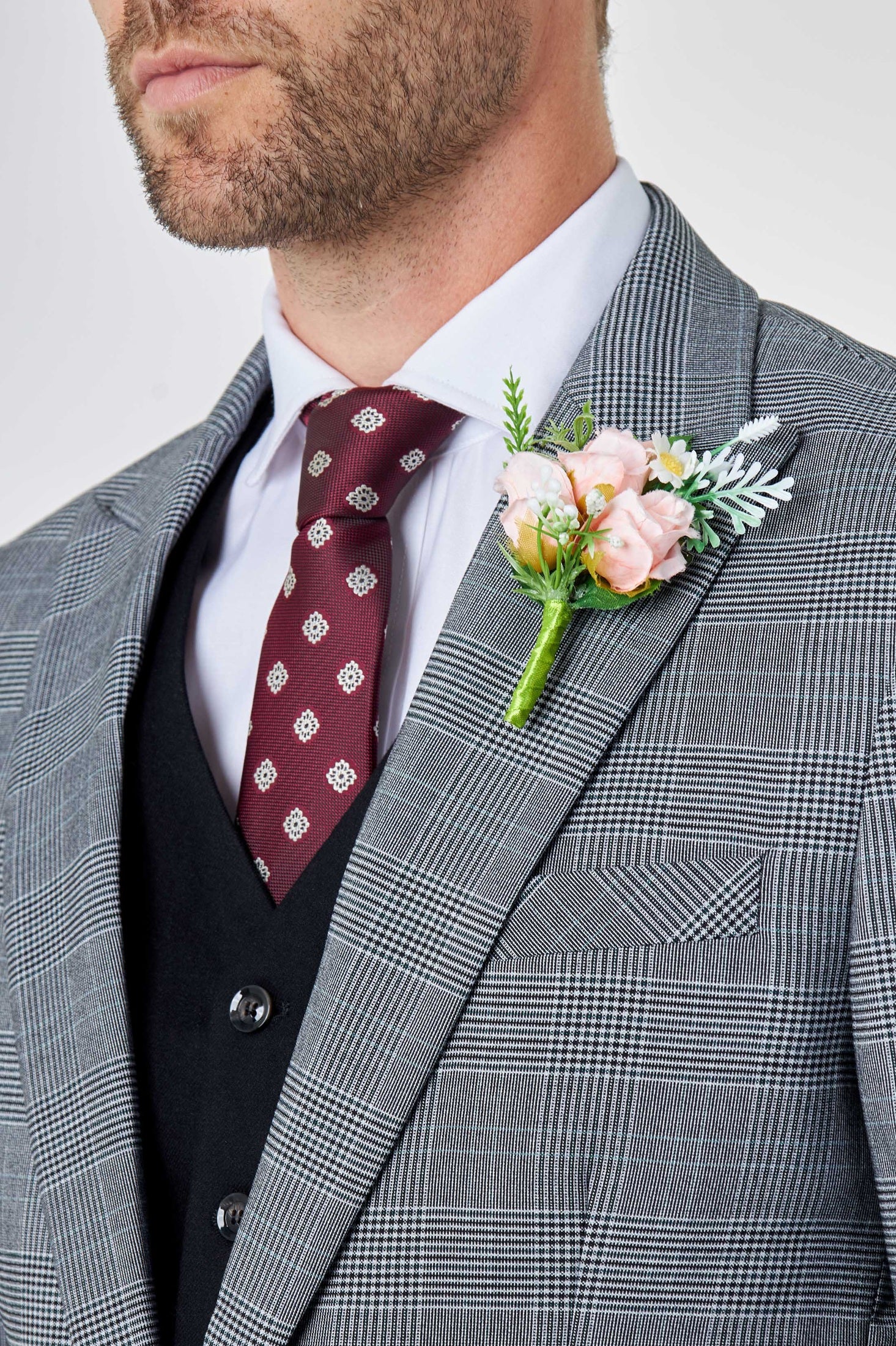 Mens Grey Price of Wales Check Tailored Fit Suit Jacket Blazer