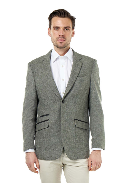 BRUCE – Sage Green Herringbone Wool Jacket