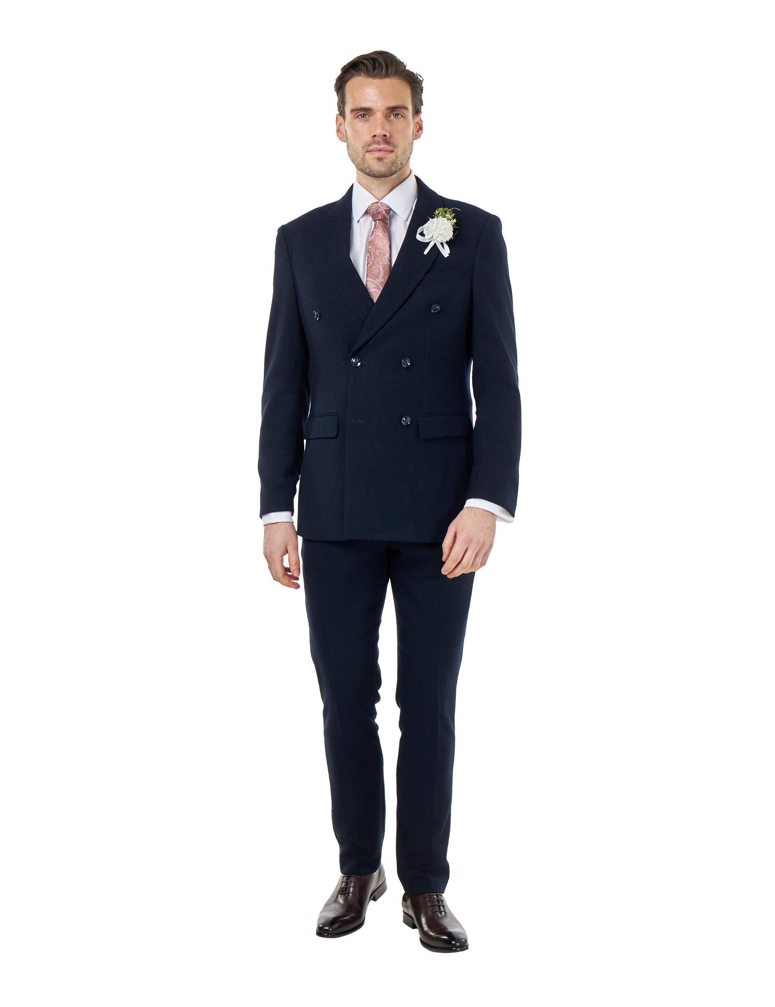 Zak - Navy Blue Tailored Double Breasted Jacket