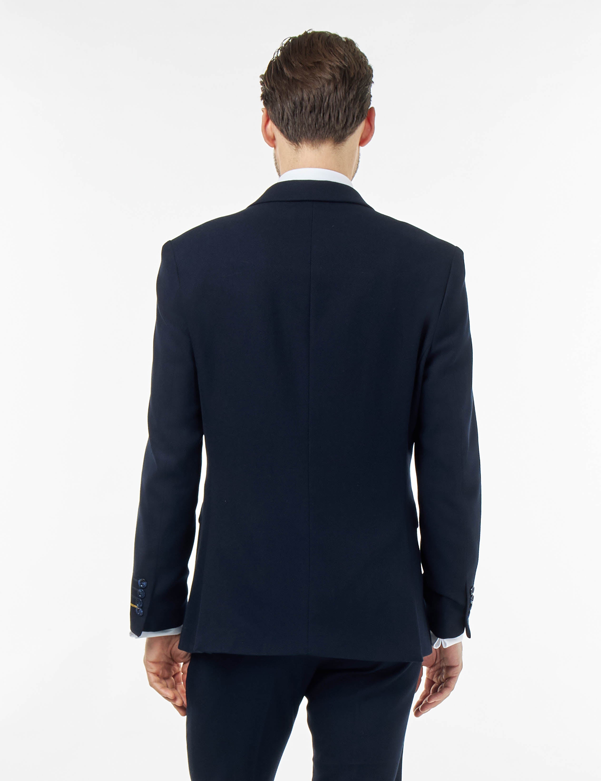 Zak - Navy Blue Tailored Double Breasted Jacket