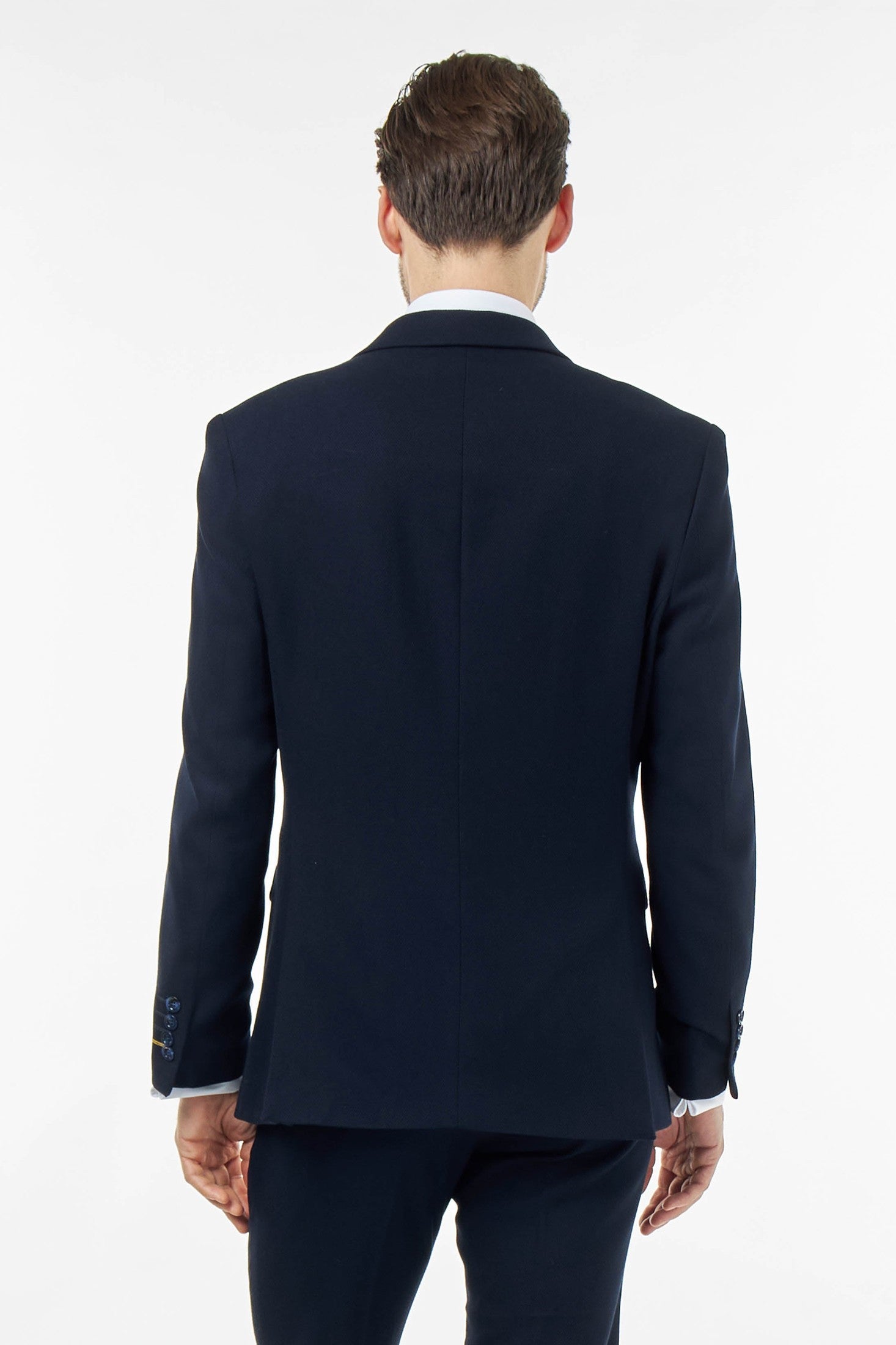 Zak - Navy Blue Tailored Double Breasted Jacket
