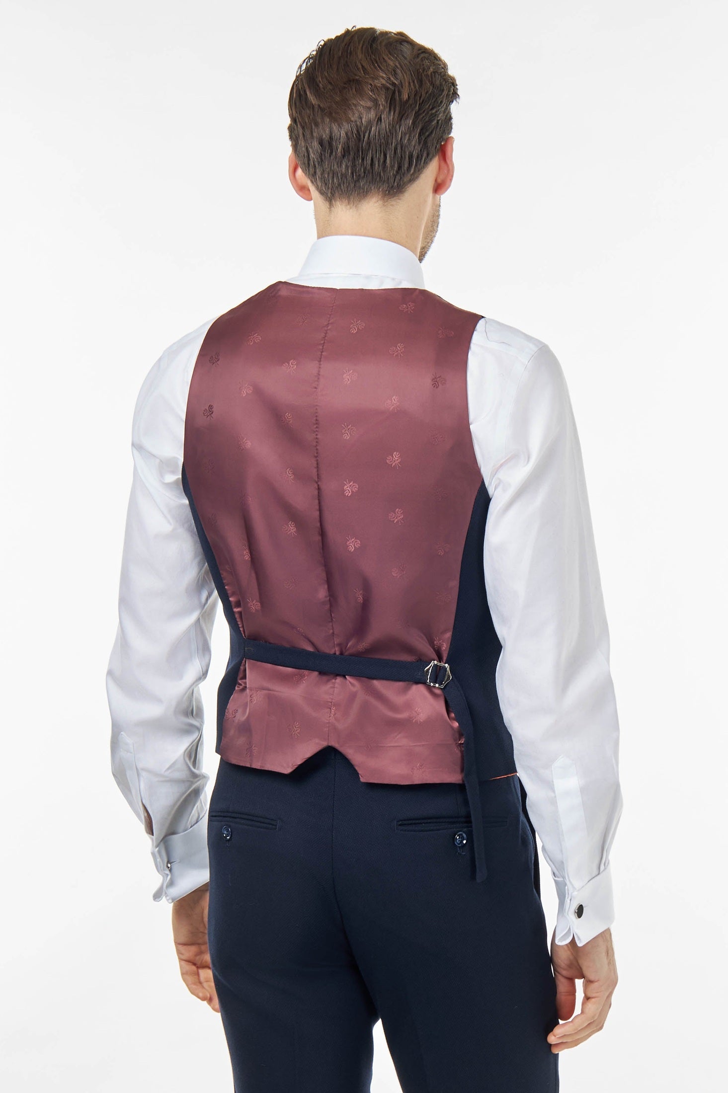 Zak - Mens Navy Blue Double Breatsed Waistcoat