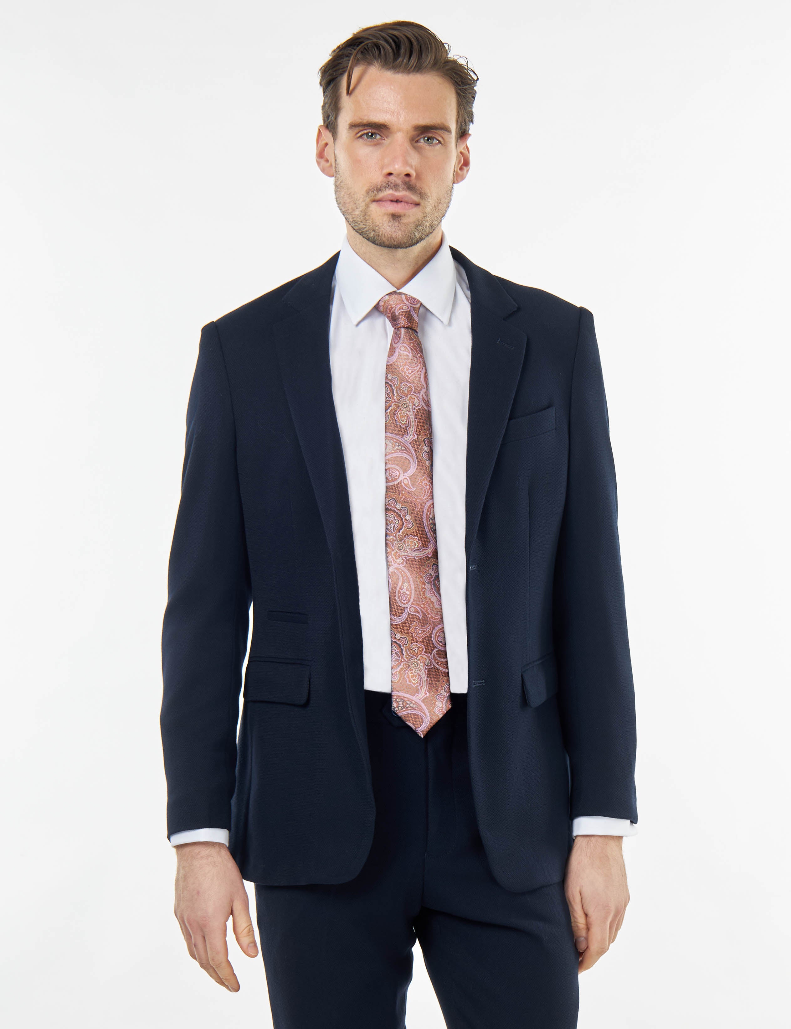 ZAK – TAILORED 2 PIECE SUIT IN NAVY BLUE HONEYCOMB