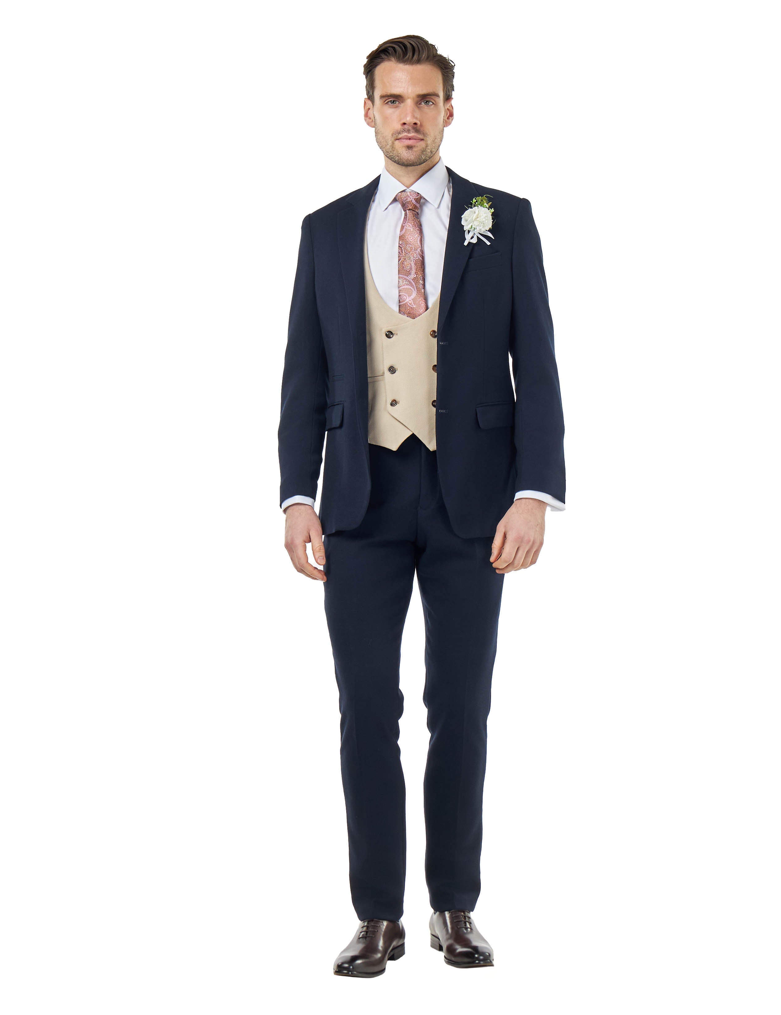 ZAK – NAVY BLUE TAILORED 3 PIECE WEDDING SUIT