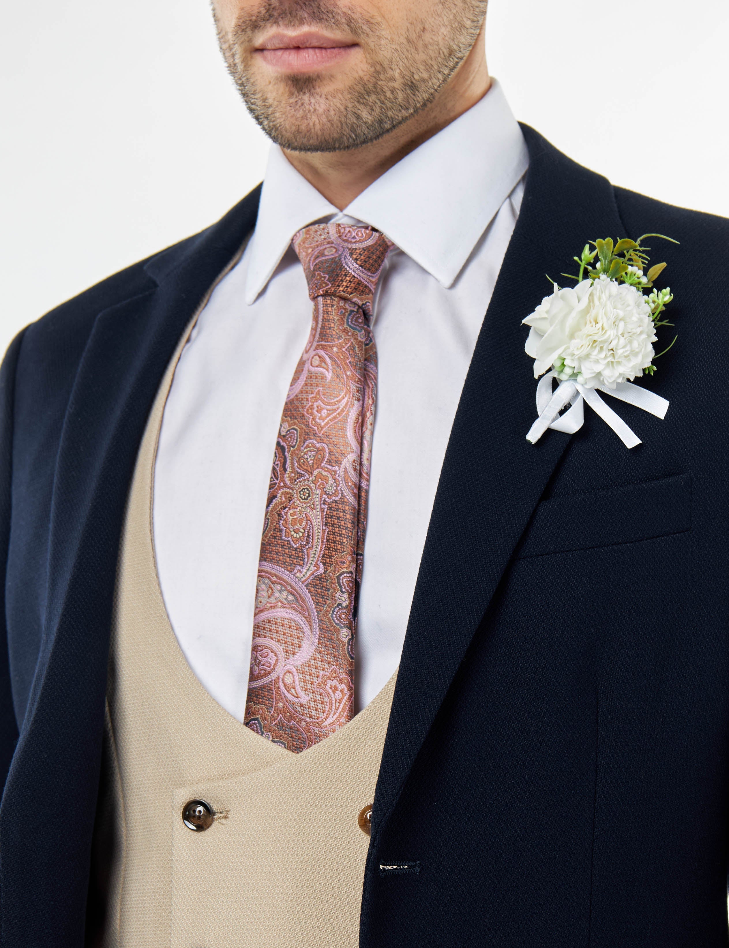 ZAK – NAVY BLUE TAILORED 3 PIECE WEDDING SUIT