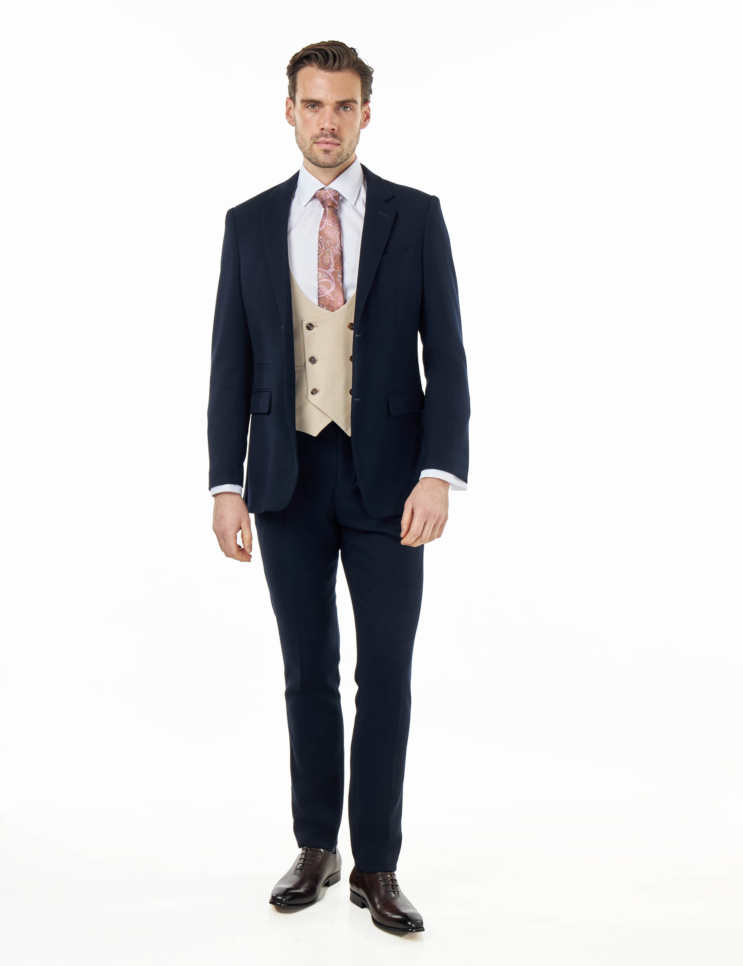 ZAK – NAVY BLUE TAILORED 3 PIECE WEDDING SUIT