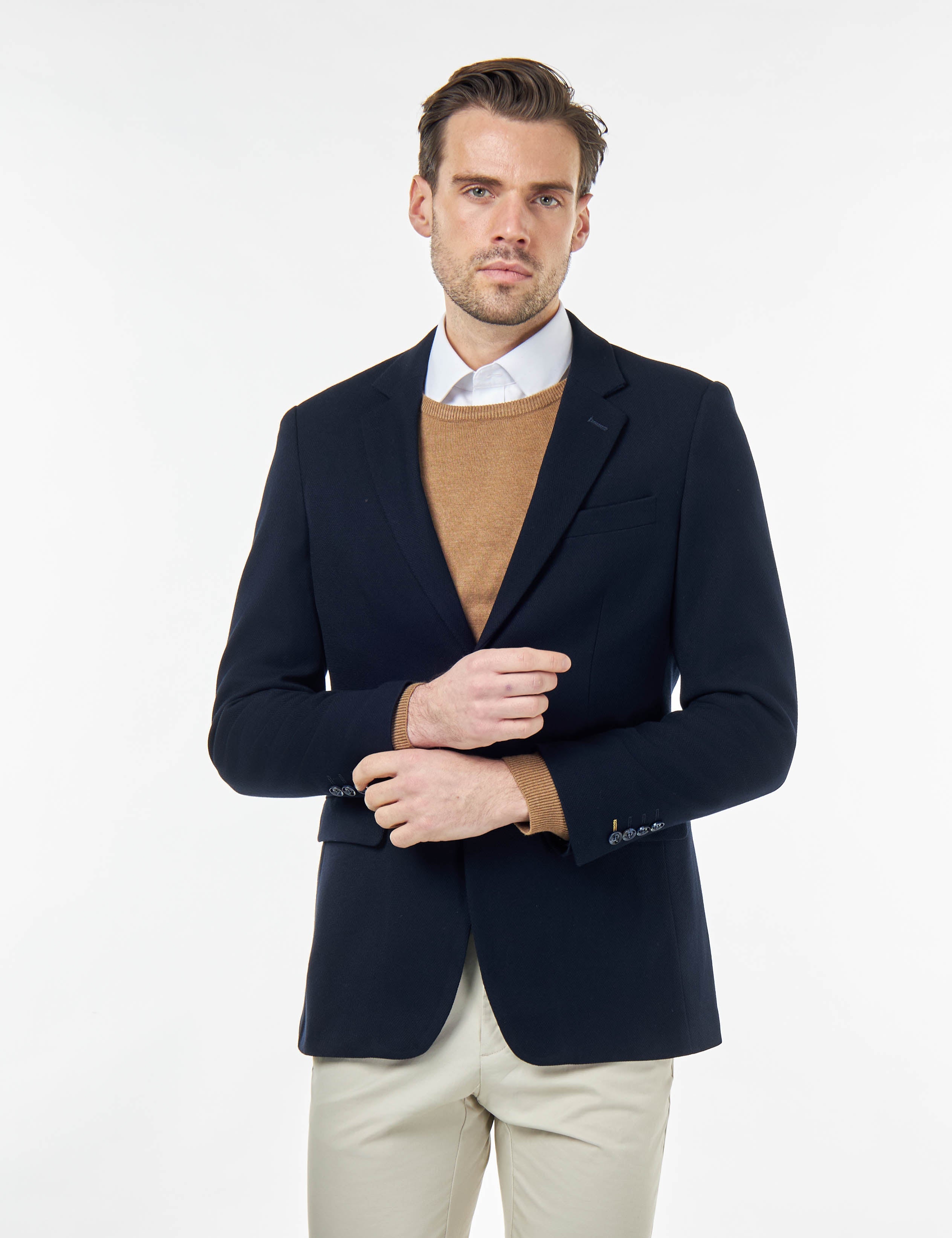 Zak - Men's Navy Blue Tailored Blazer