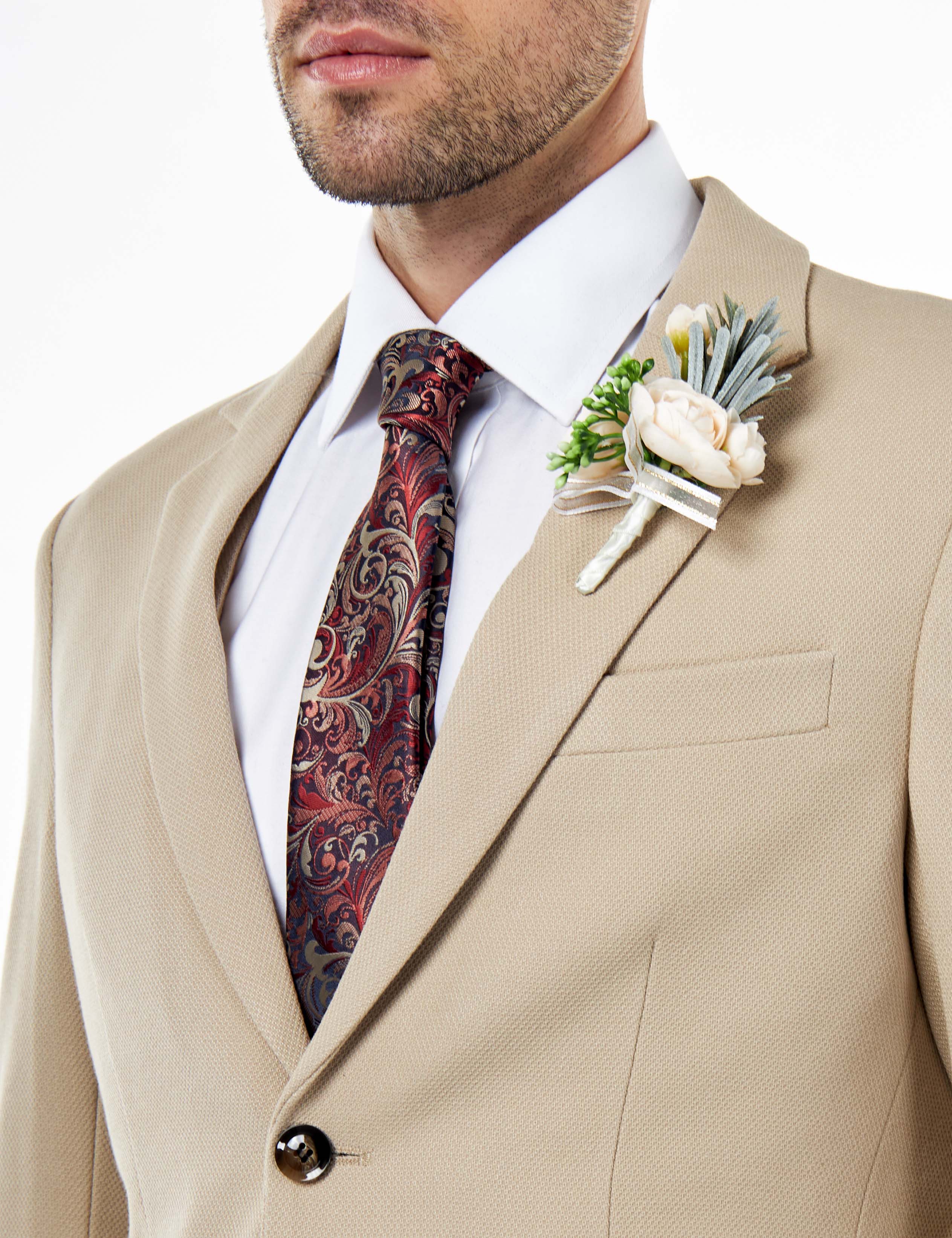 ZAK – TAILORED 2 PIECE SUIT IN STONE HONEYCOMB