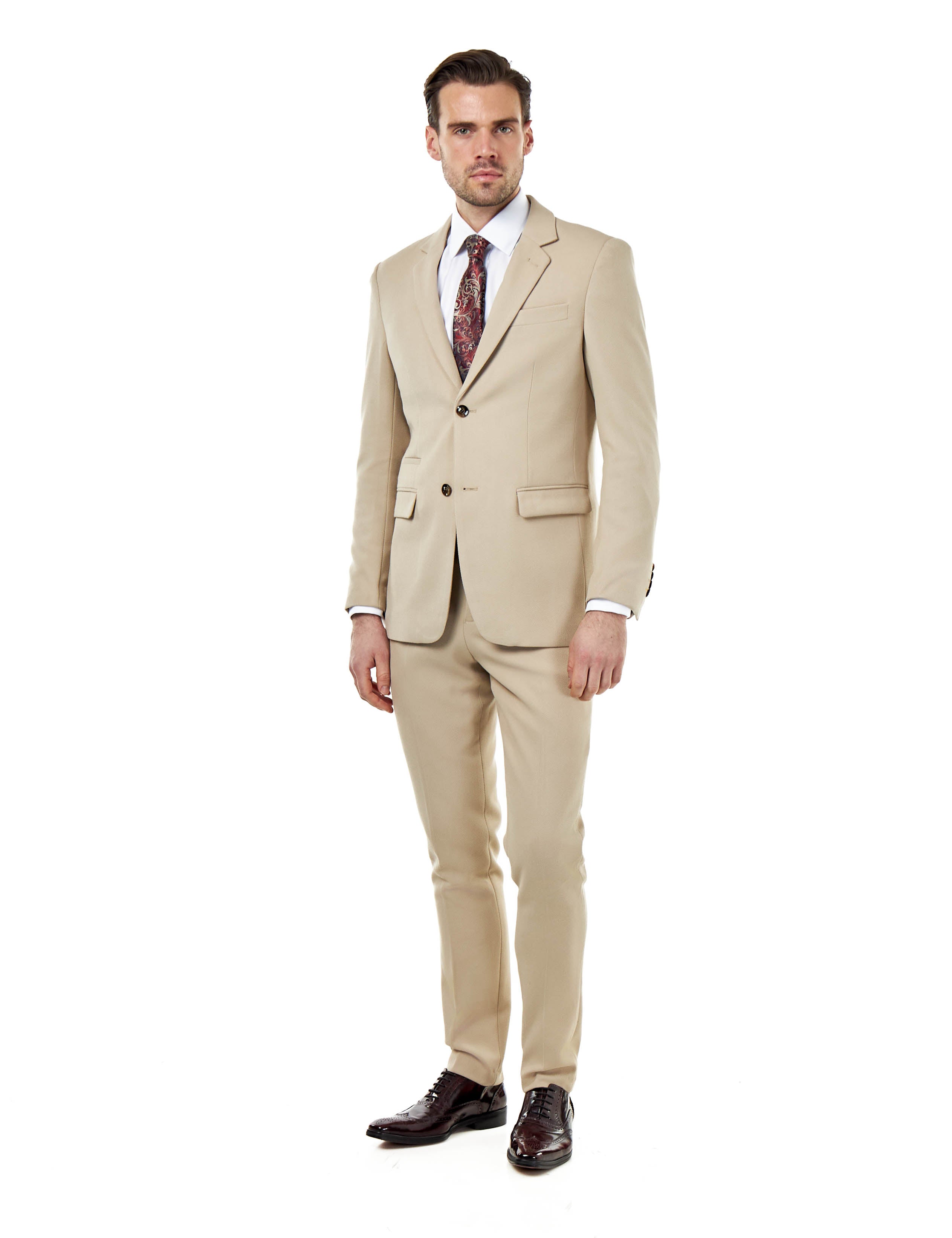 ZAK - TAILORED 3 PIECE SUIT STONE HONEYCOMB