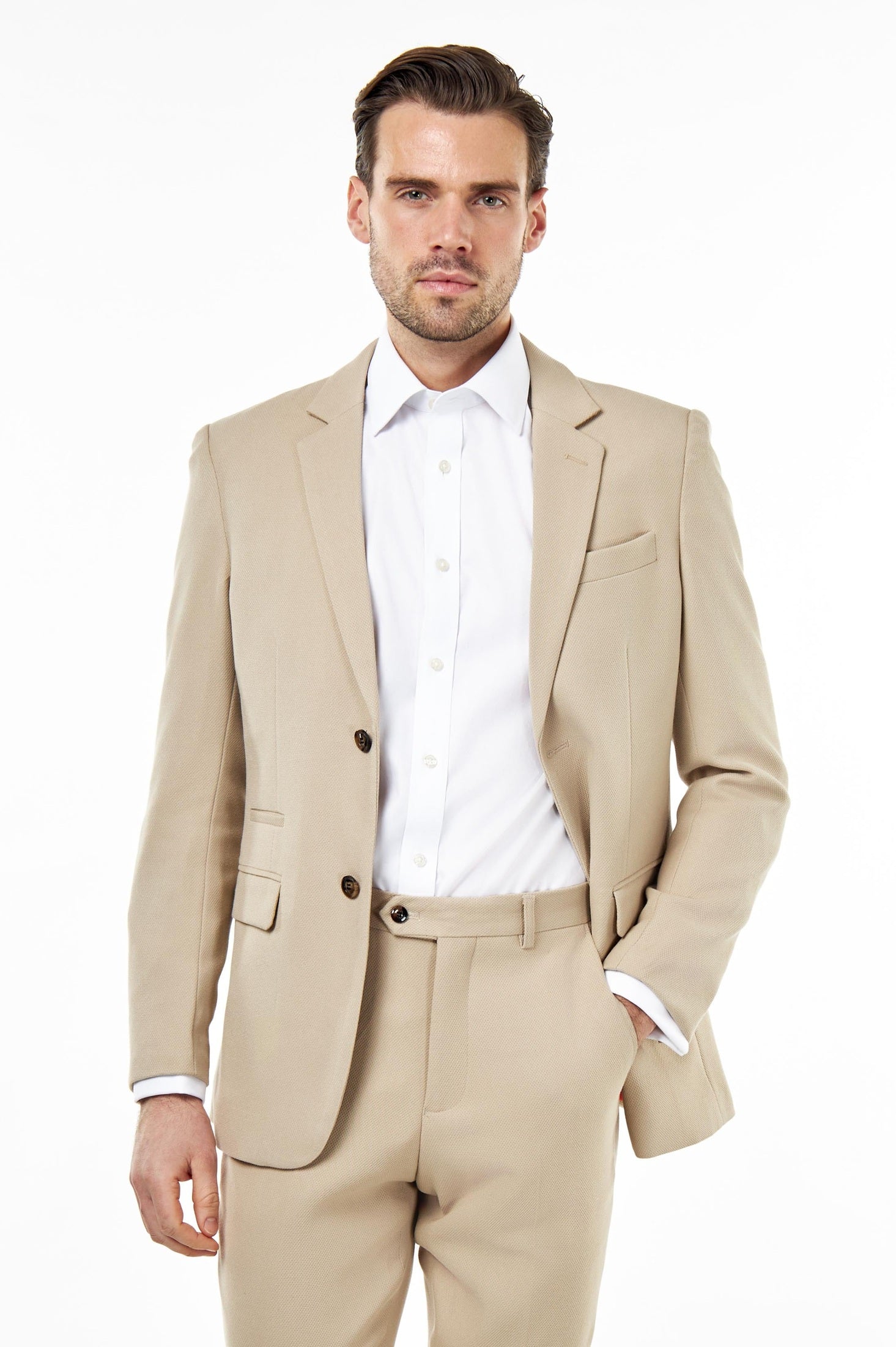 ZAK - STONE HONEYCOMB TAILORED BLAZER