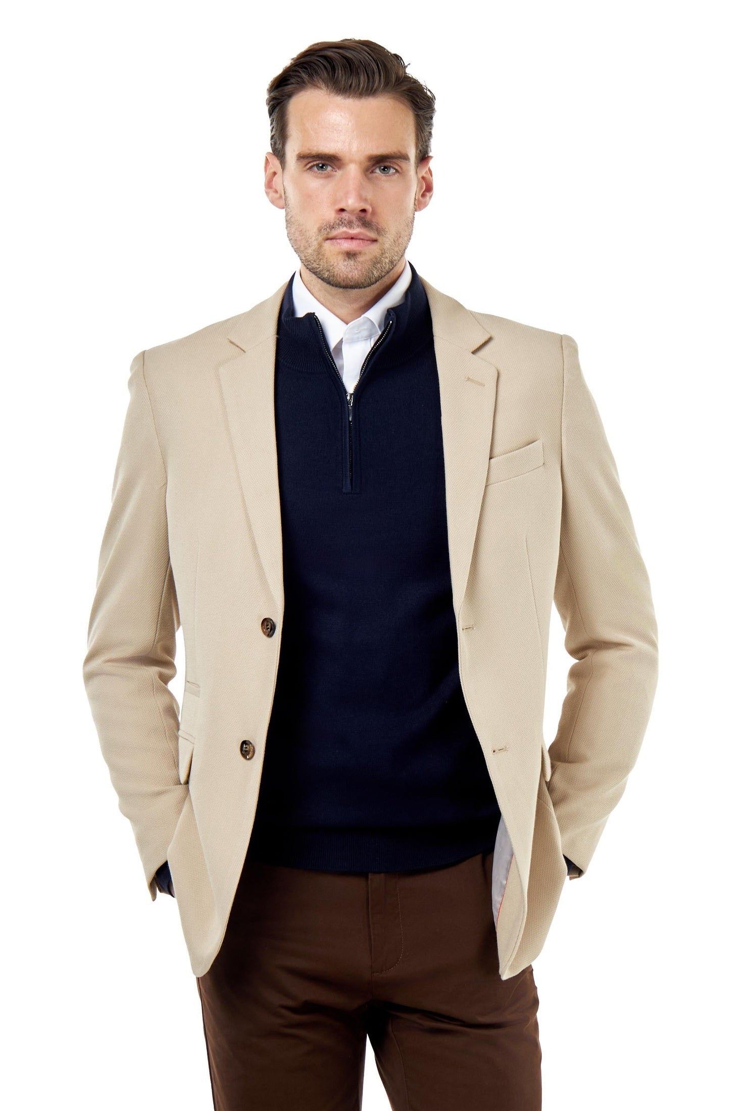 ZAK - STONE HONEYCOMB TAILORED BLAZER