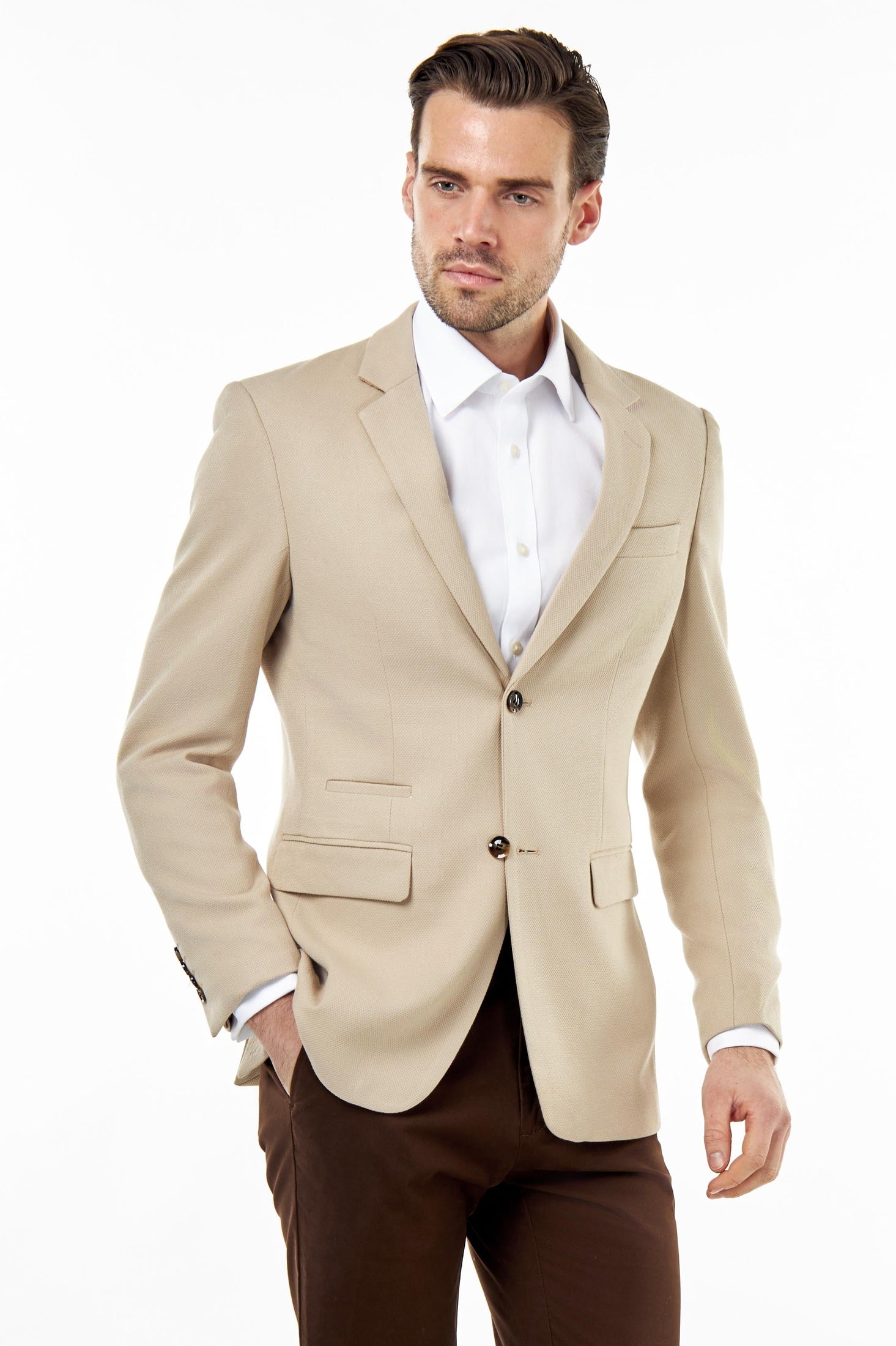 ZAK - STONE HONEYCOMB TAILORED BLAZER