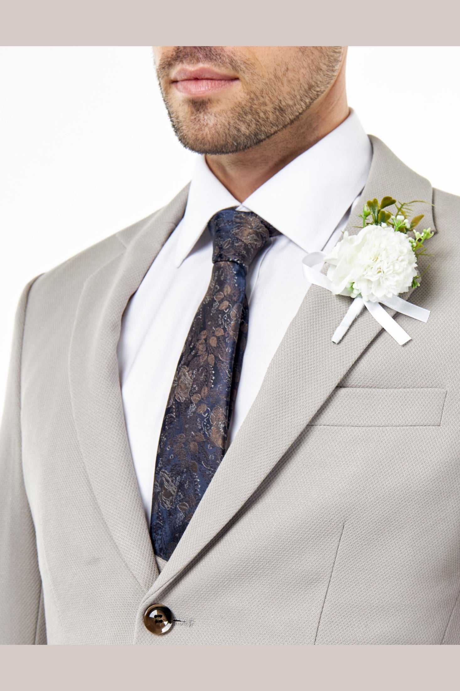 ZAK - TAUPE HONEYCOMB TAILORED SUIT BLAZER