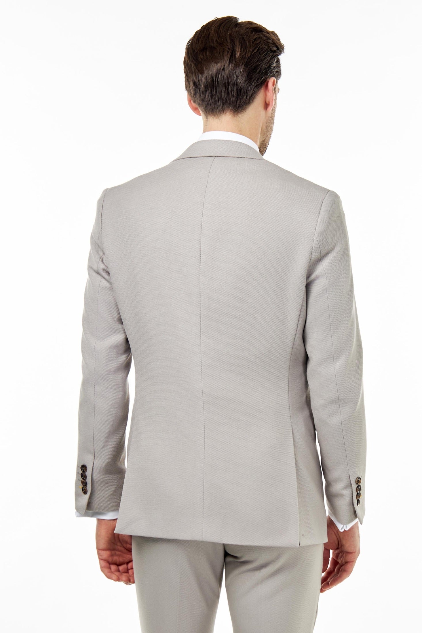 ZAK - TAUPE HONEYCOMB TAILORED SUIT BLAZER