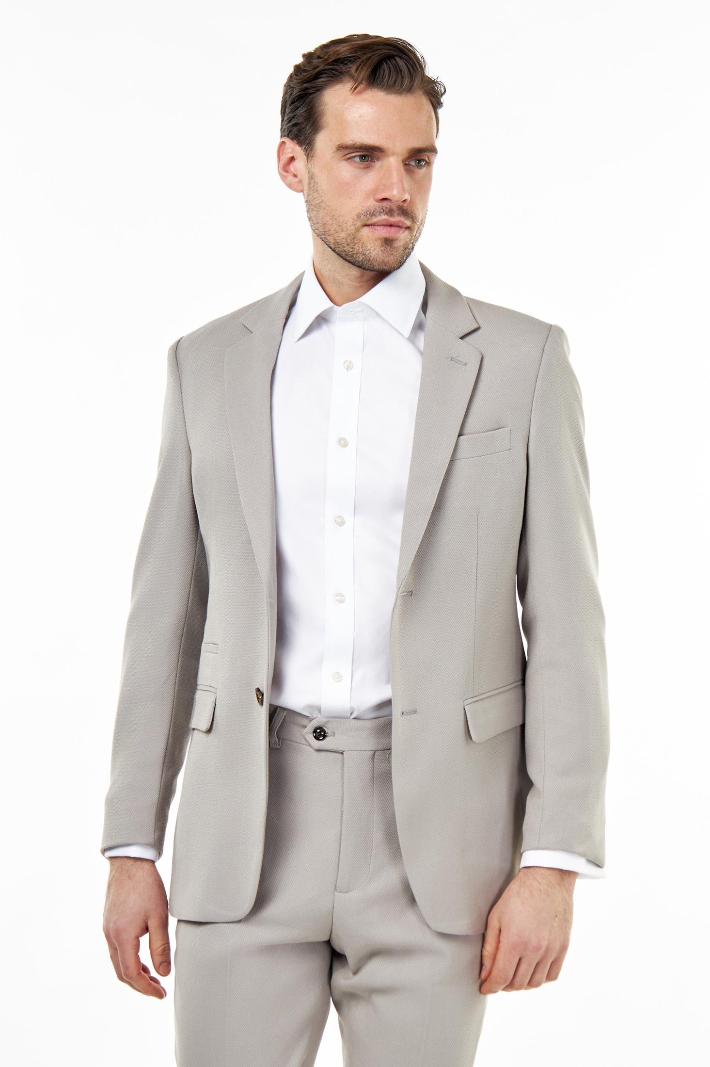 ZAK - TAUPE HONEYCOMB TAILORED SUIT BLAZER
