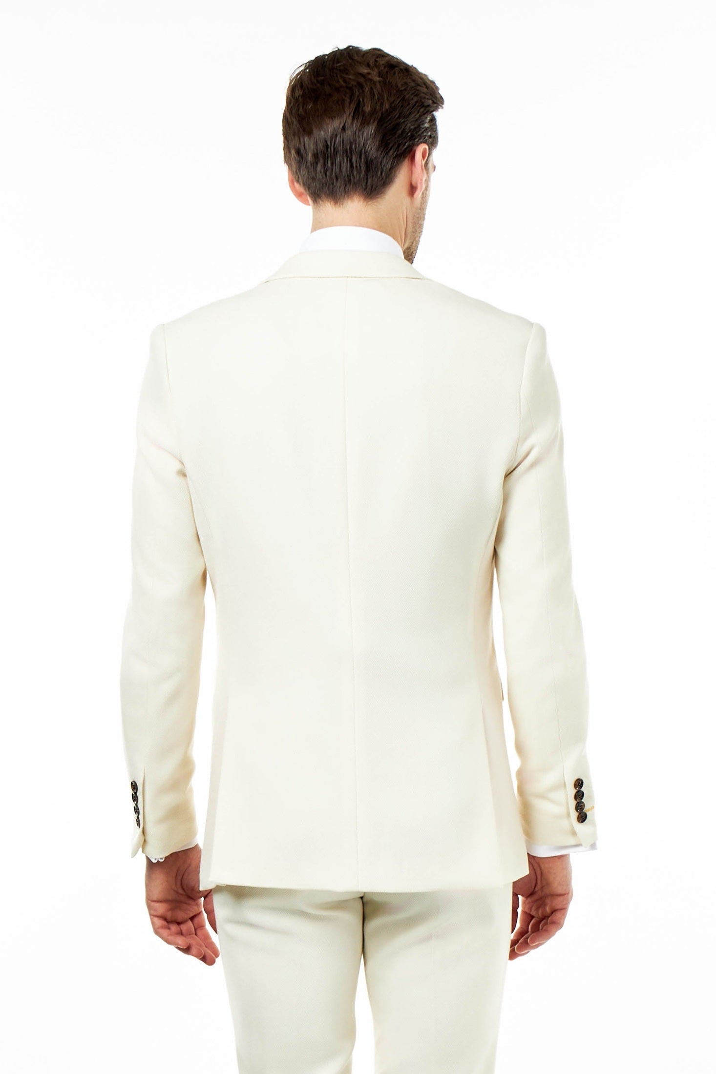 ZAK - CREAM HONEYCOMB TAILORED SUIT BLAZER