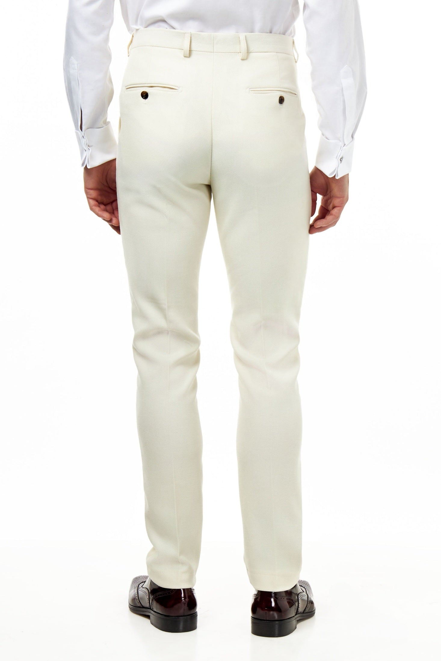 ZAK – HONEYCOMB WEAVE CREAM TAILORED SUIT TROUSER