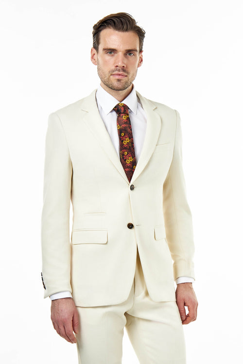 ZAK - CREAM HONEYCOMB TAILORED SUIT BLAZER