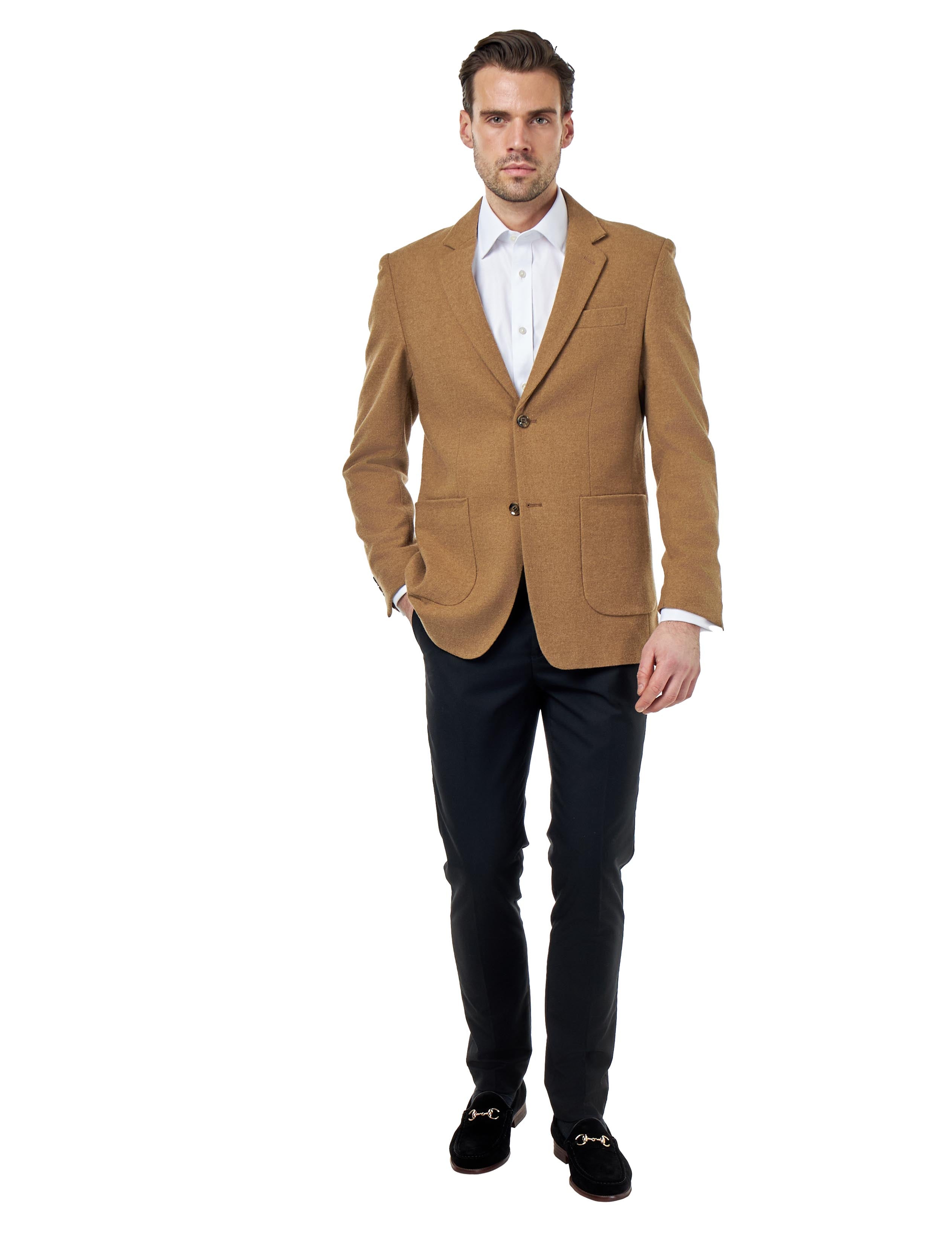 SEAN – Camel Wool Blend Stretch Tweed Jacket