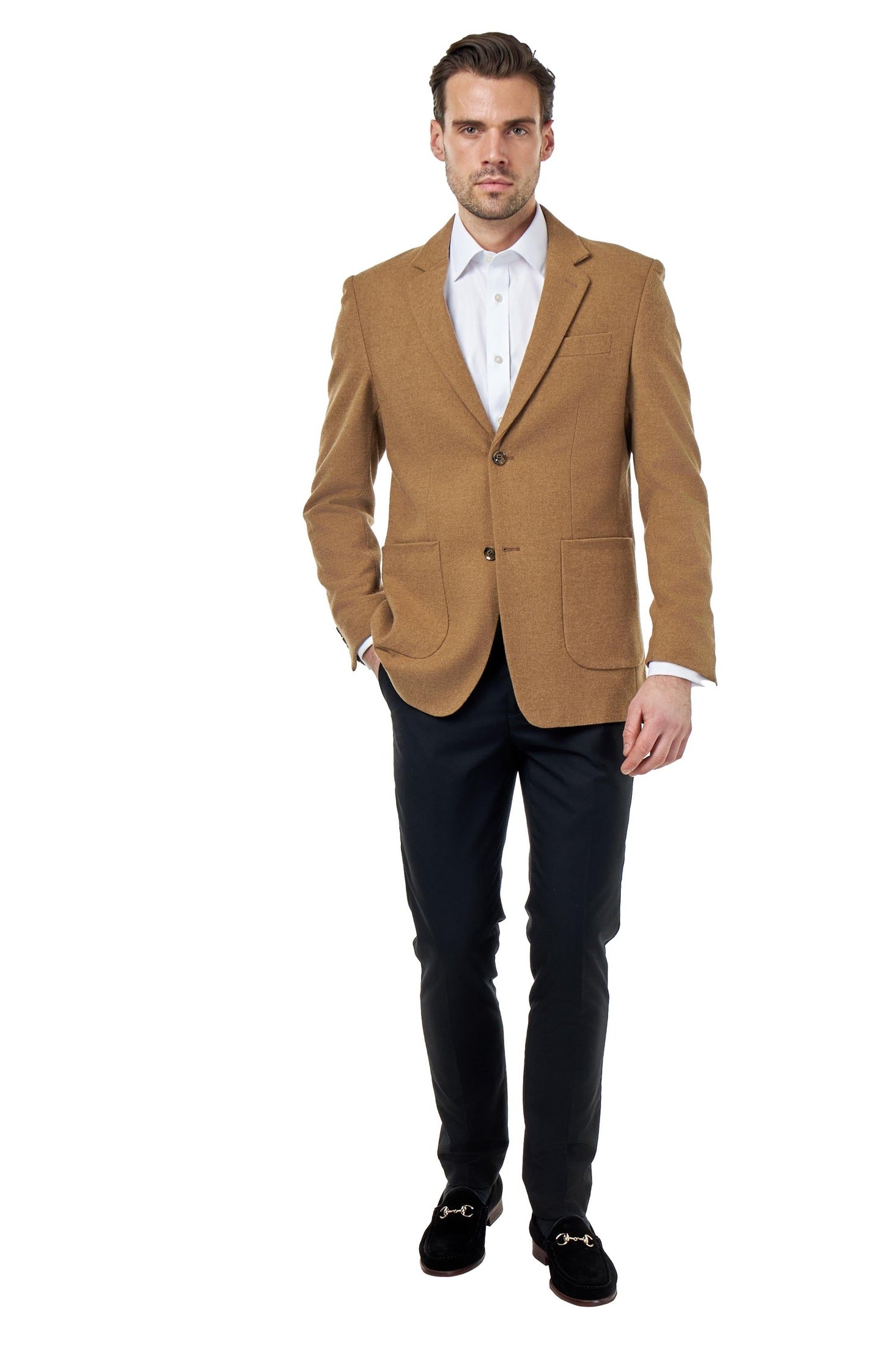 SEAN – Camel Wool Blend Stretch Tweed Jacket