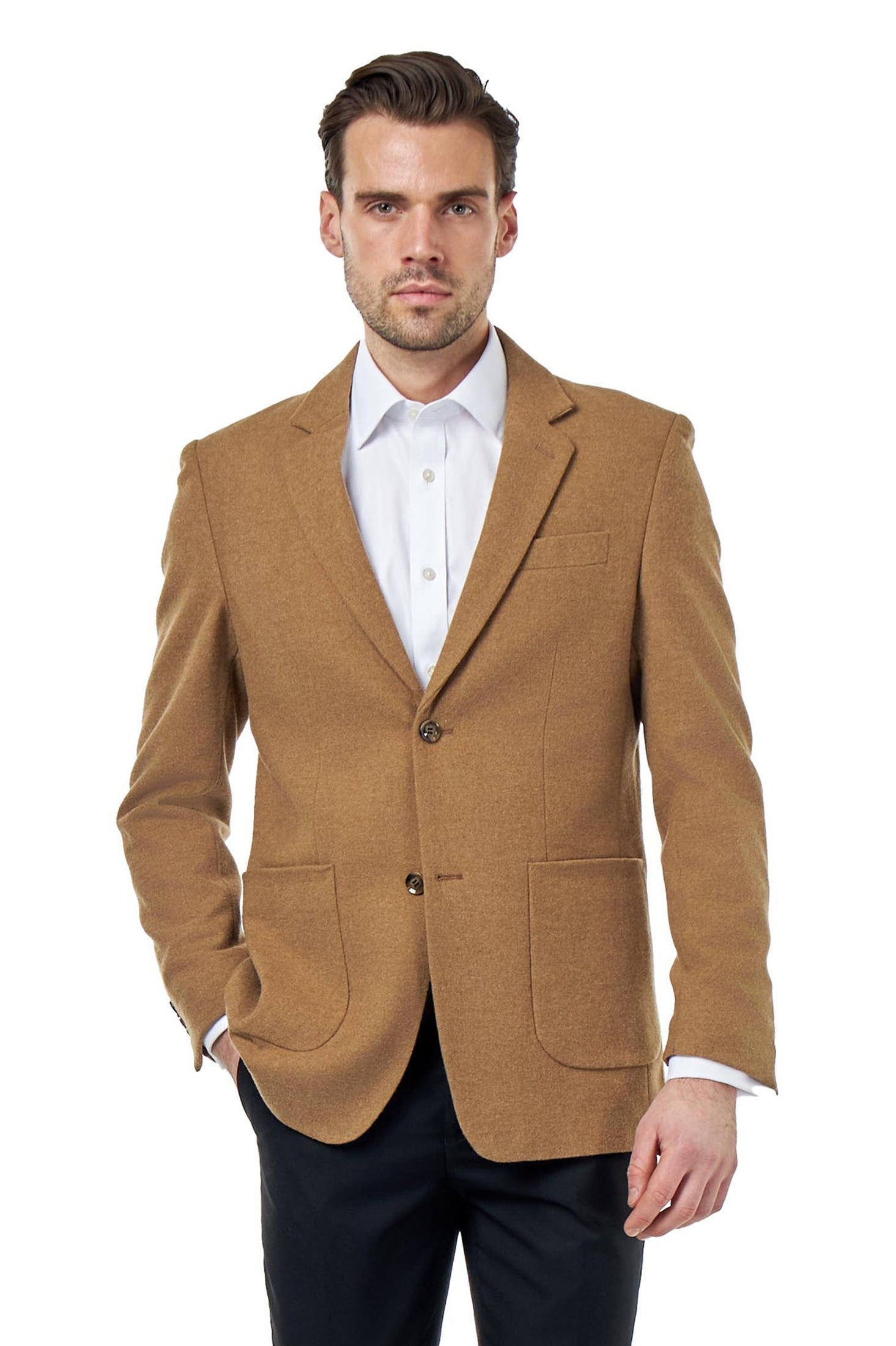 SEAN – Camel Wool Blend Stretch Tweed Jacket