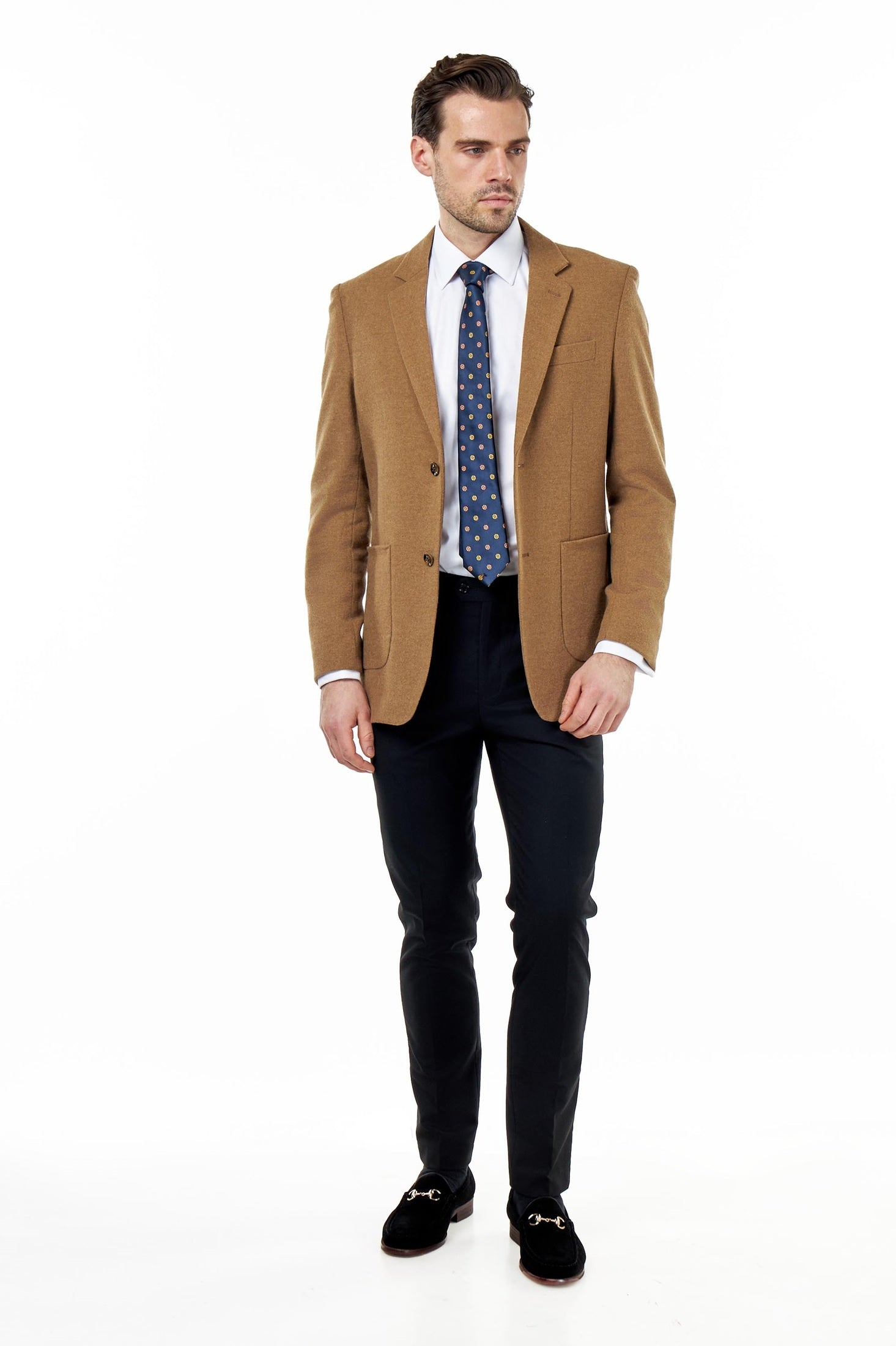 SEAN – Camel Wool Blend Stretch Tweed Jacket