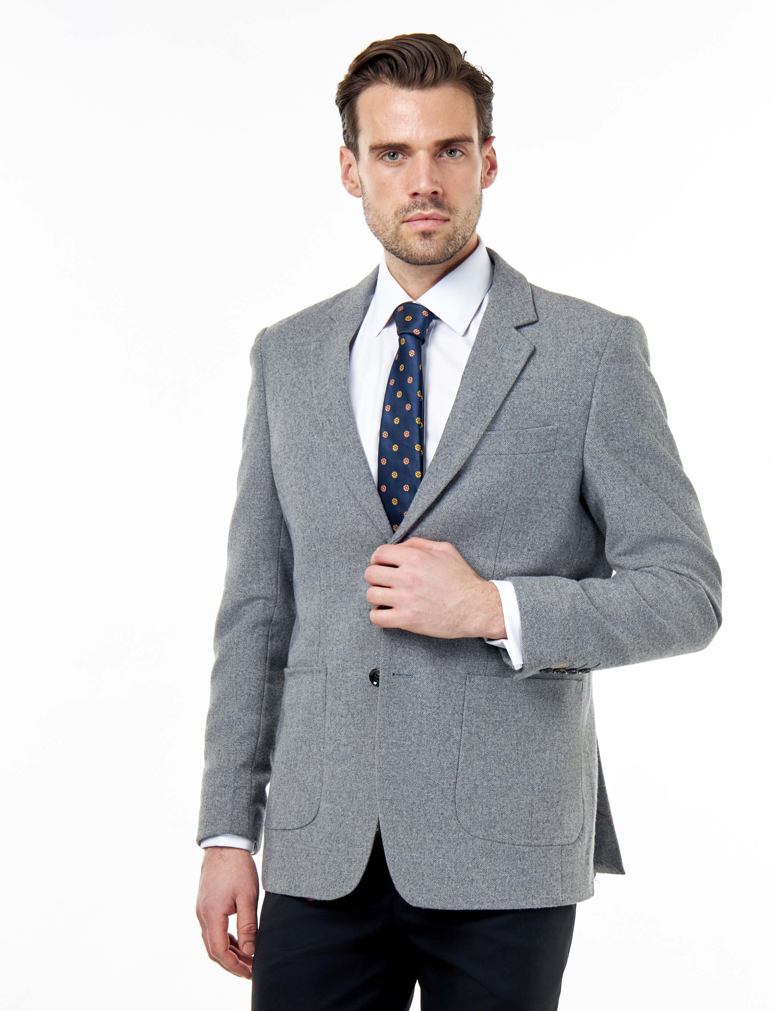 SEAN – Grey Wool Blend Stretch Tweed Jacket