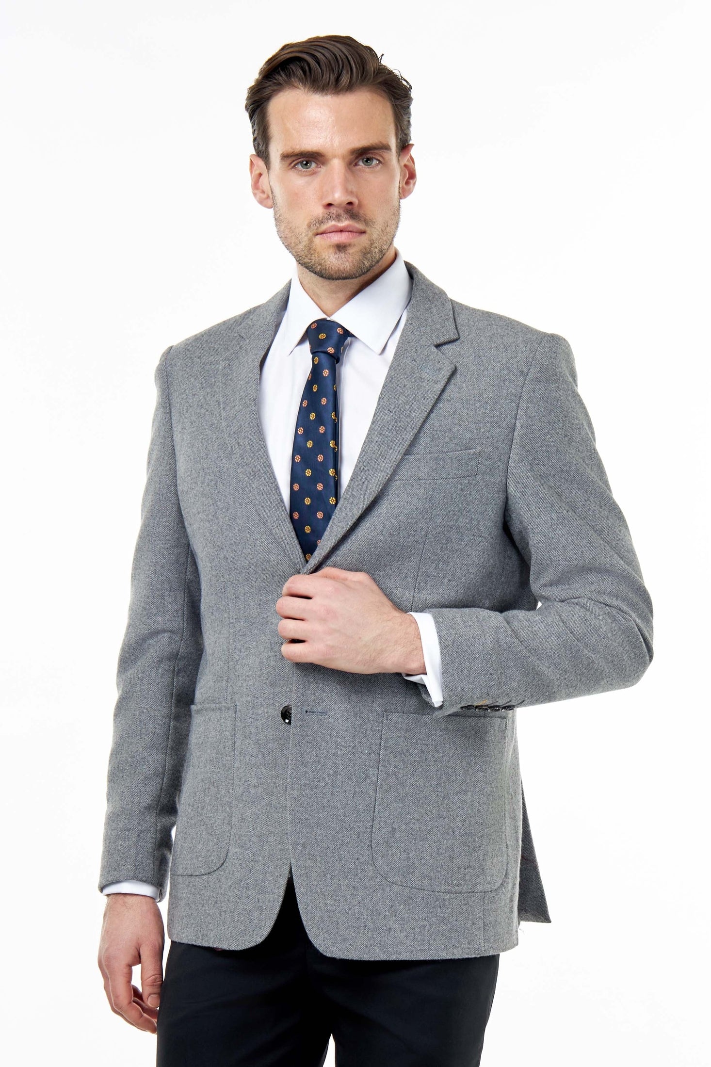 SEAN – Grey Wool Blend Stretch Tweed Jacket