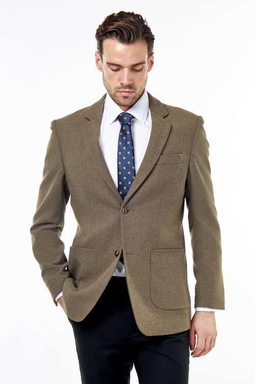SEAN – Khaki Wool Blend Stretch Tweed Jacket