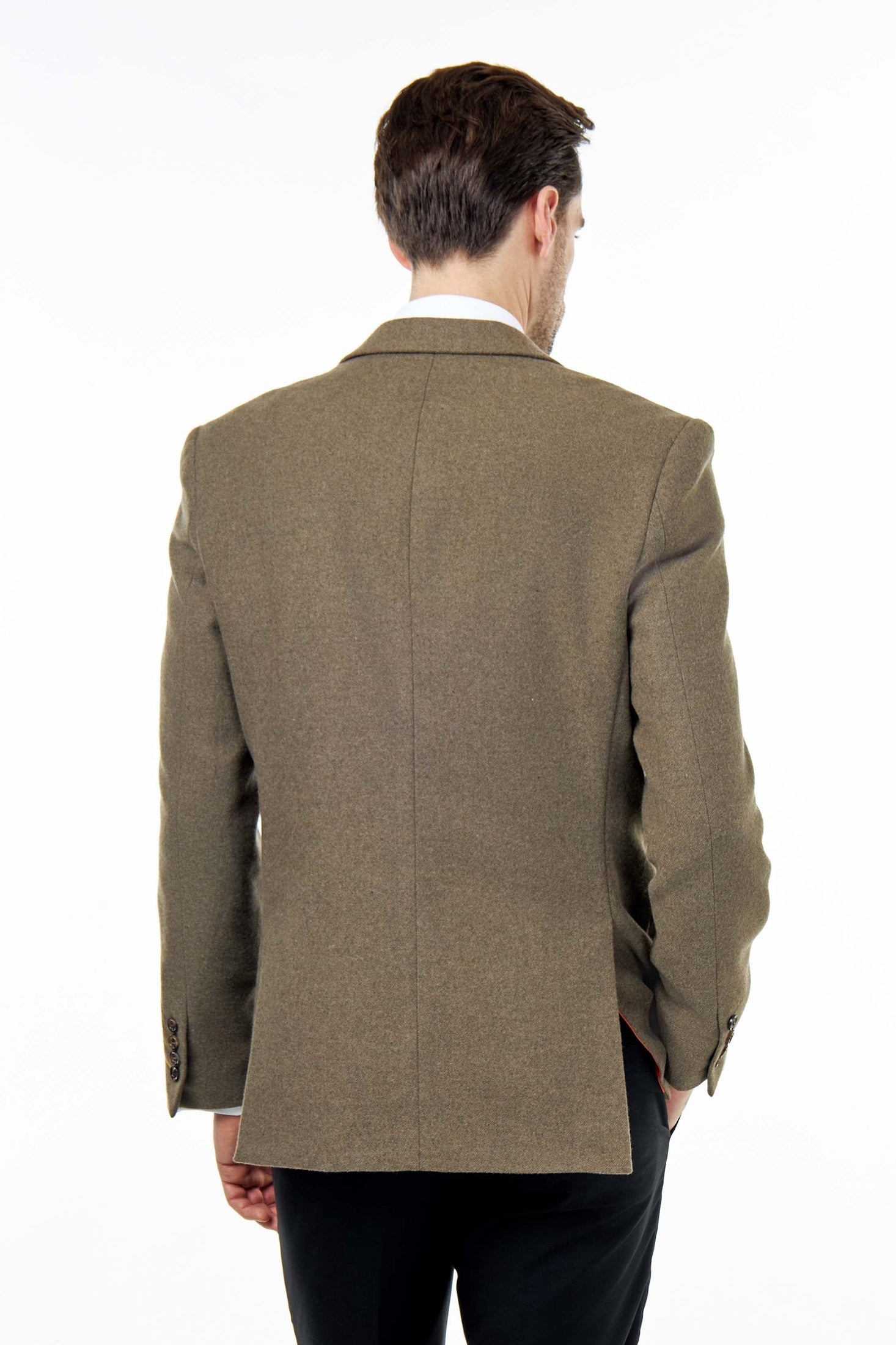 SEAN – Khaki Wool Blend Stretch Tweed Jacket