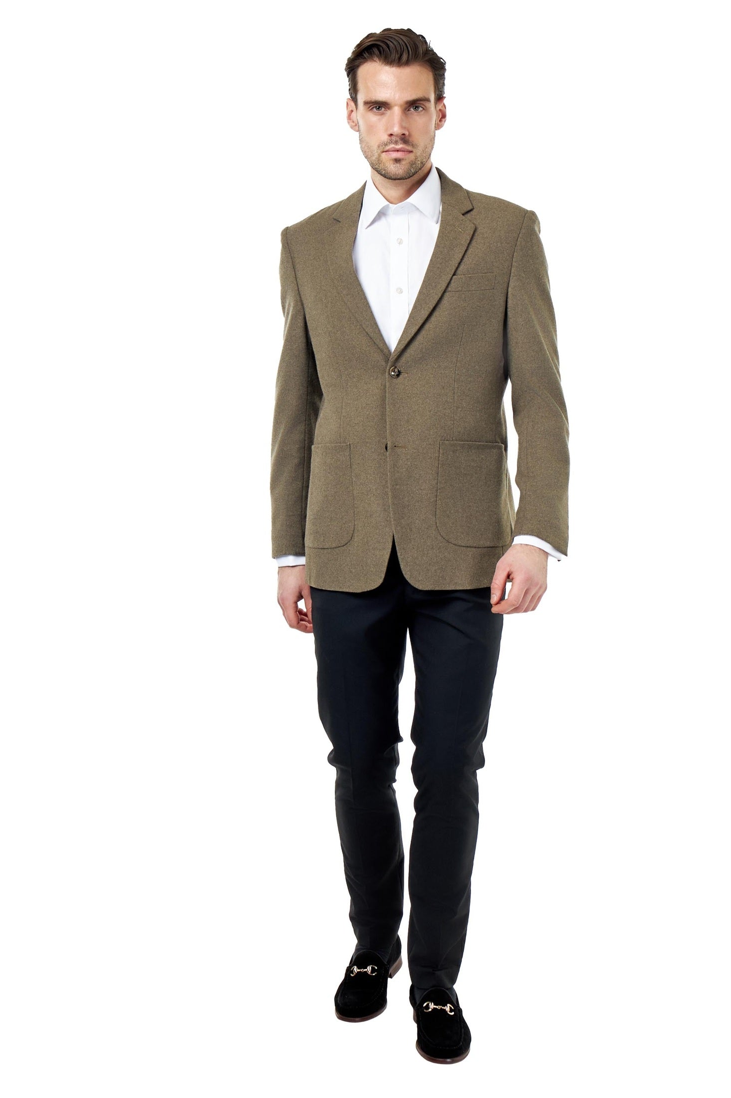 SEAN – Khaki Wool Blend Stretch Tweed Jacket