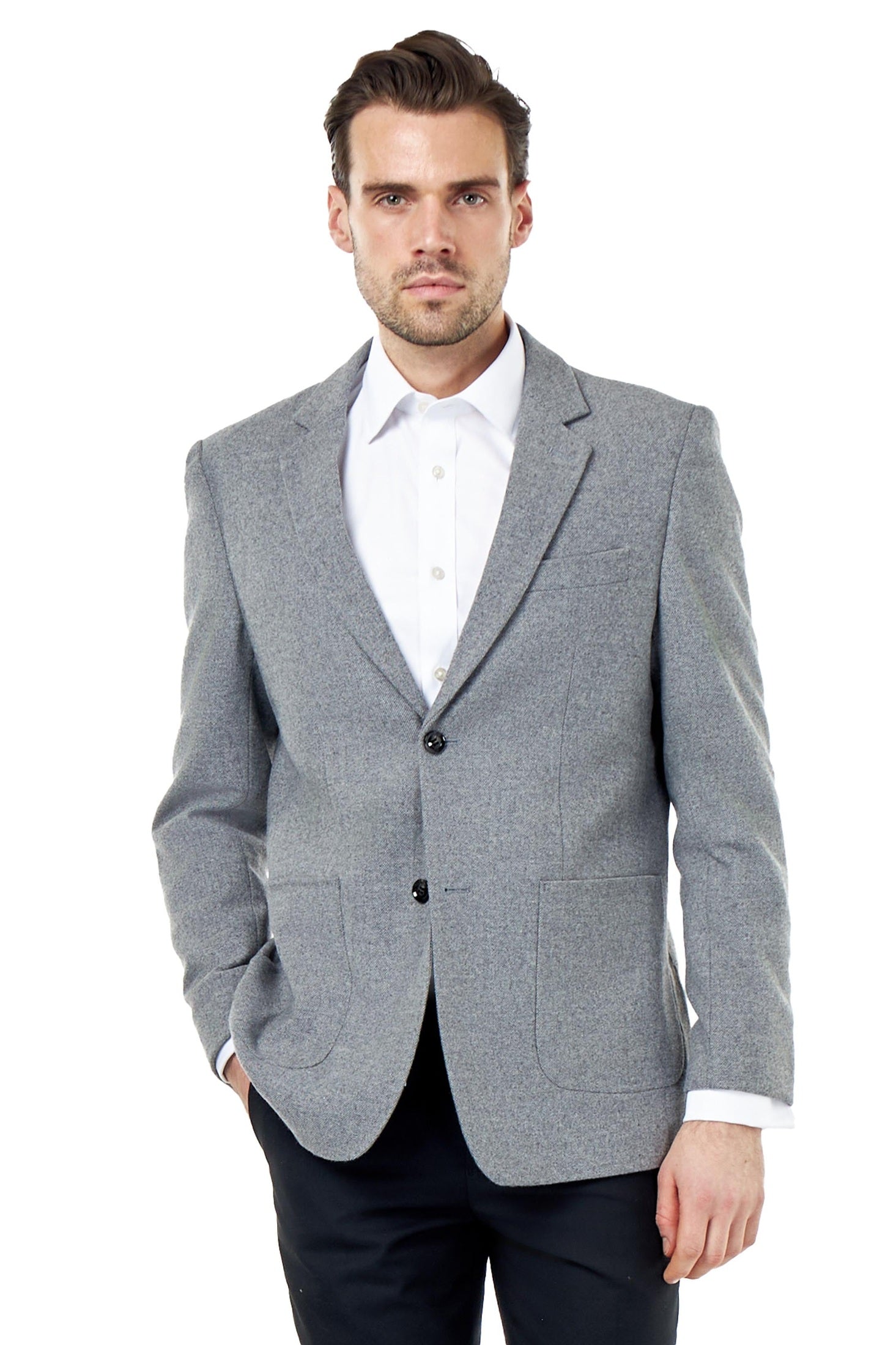 SEAN – Grey Wool Blend Stretch Tweed Jacket