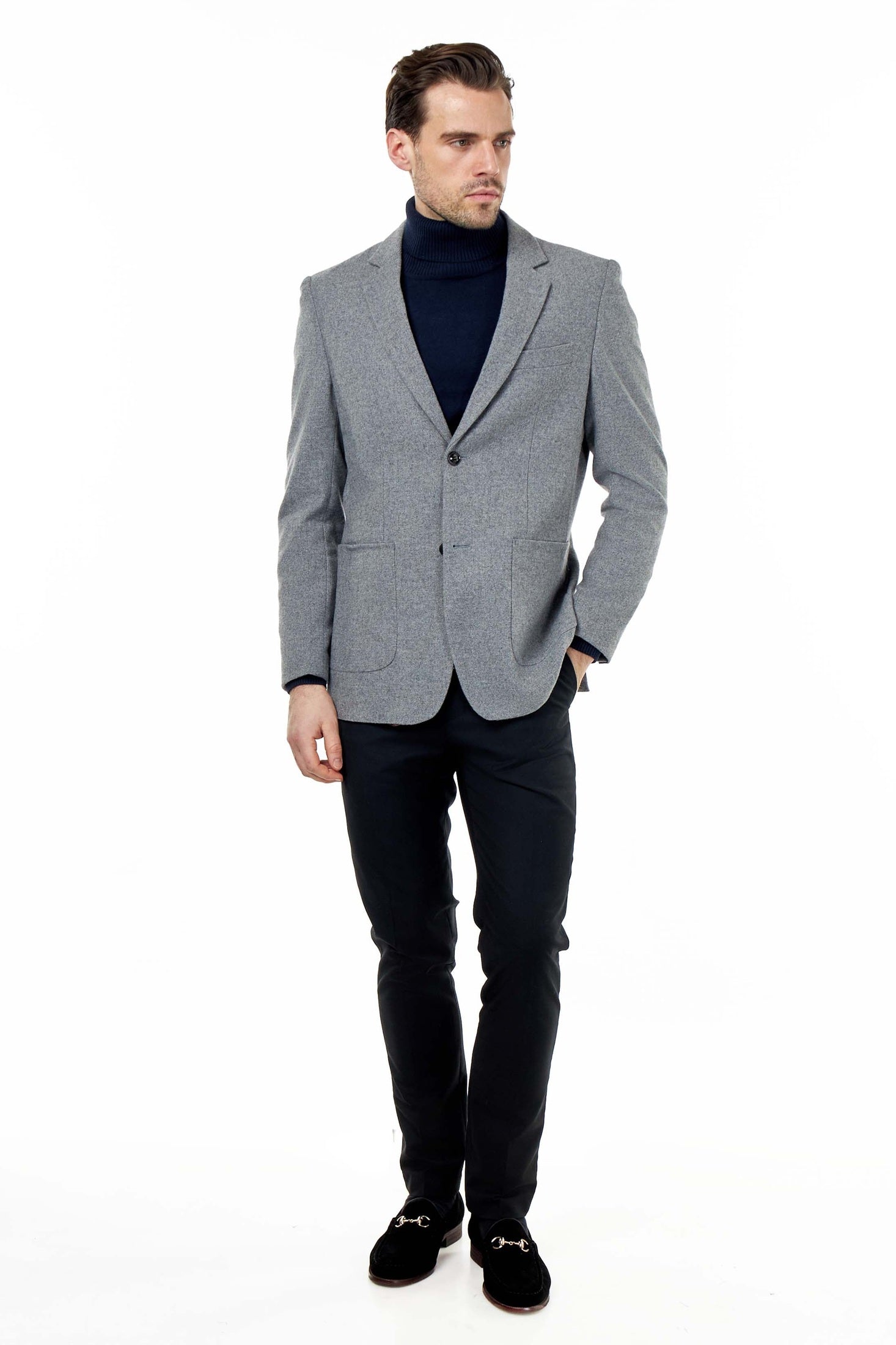 SEAN – Grey Wool Blend Stretch Tweed Jacket