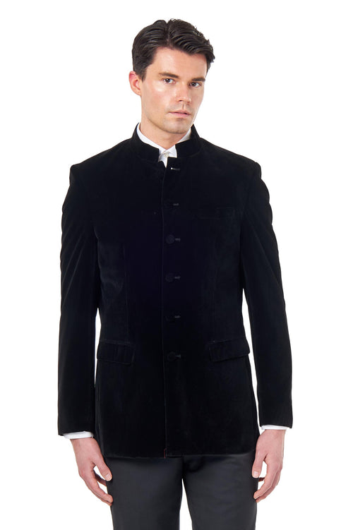 HARSHIL – BLACK VELVET SMOKING JACKET NEHRU COLLAR