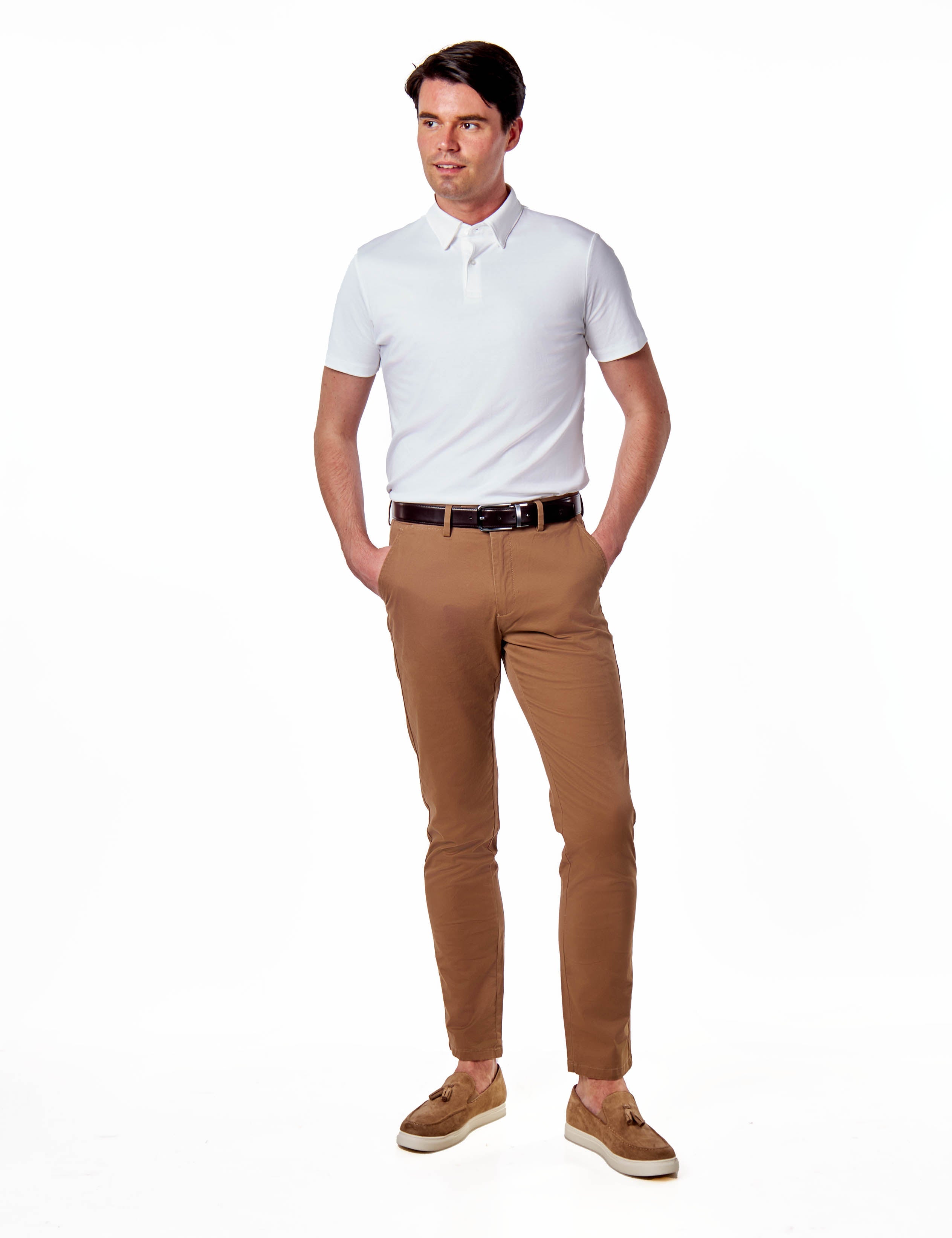 Mercerised Cotton White Polo T Shirt Short Sleeve