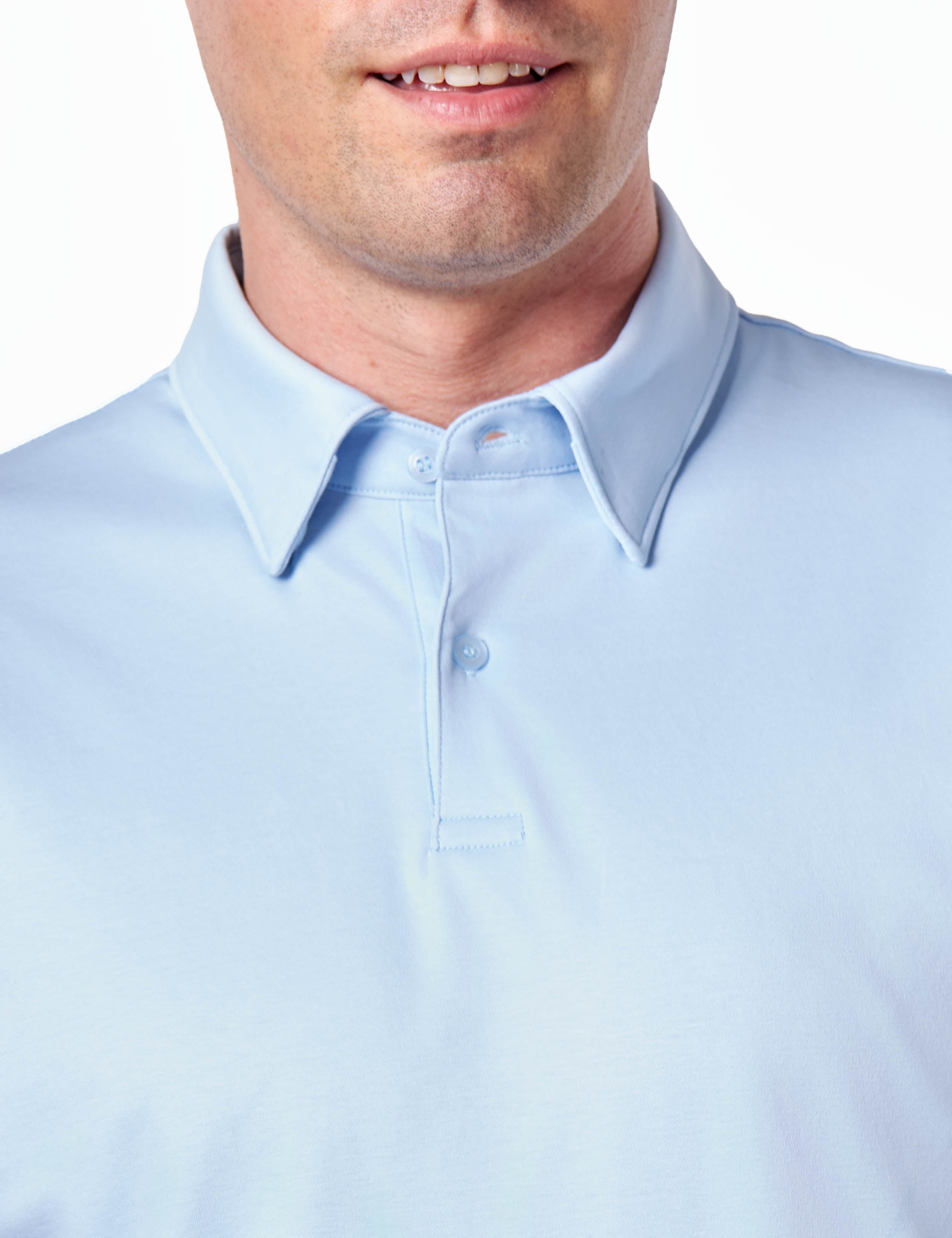 Mercerised Cotton Sky Polo T Shirt Short Sleeve