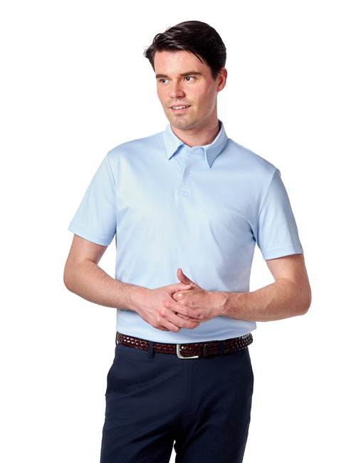 Mercerised Cotton Sky Polo T Shirt Short Sleeve