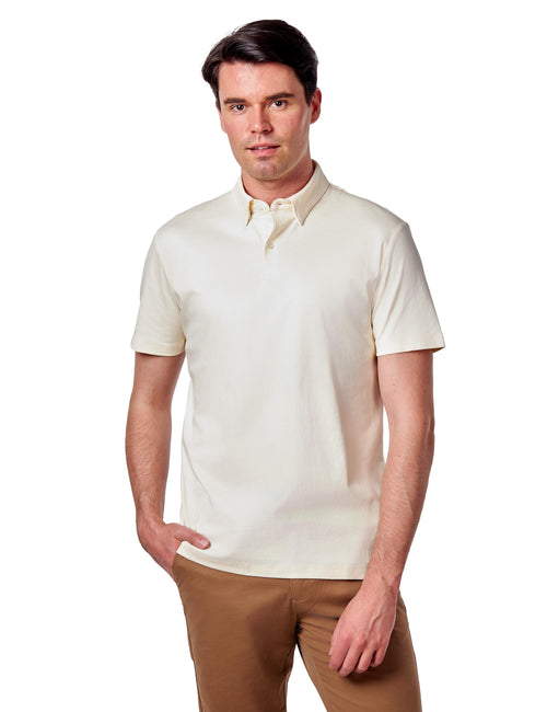 Mercerised Cotton Cream Polo T Shirt Short Sleeve