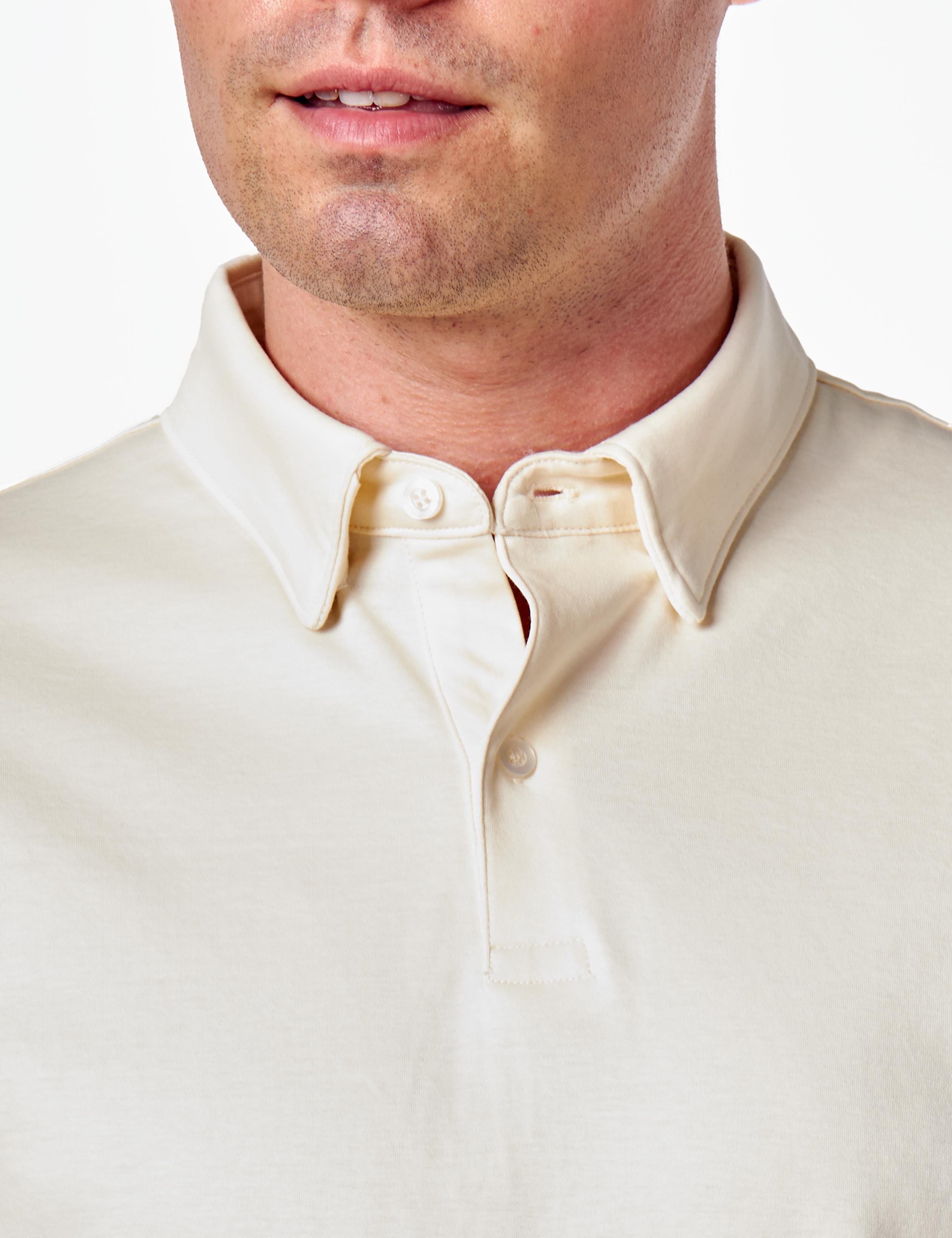 Mercerised Cotton Cream Polo T Shirt Short Sleeve