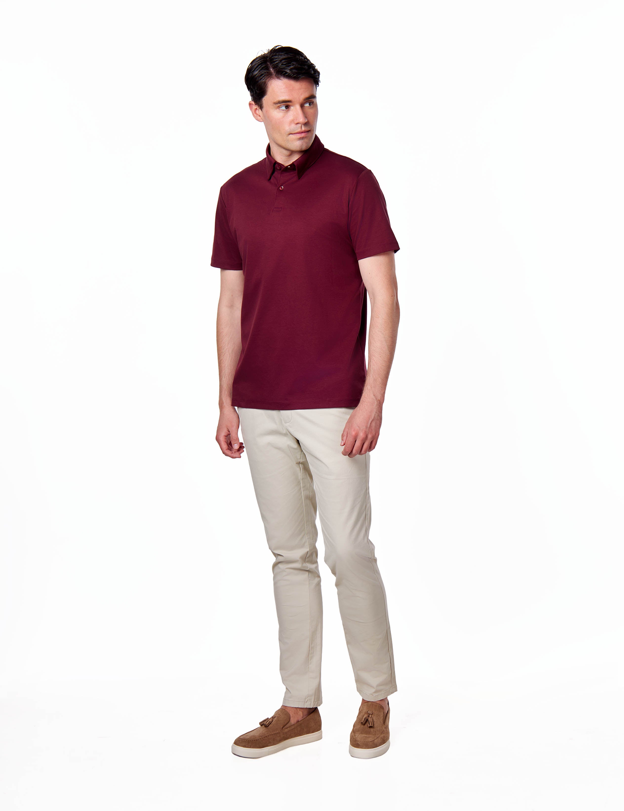 Mercerised Cotton Maroon Polo T Shirt Short Sleeve