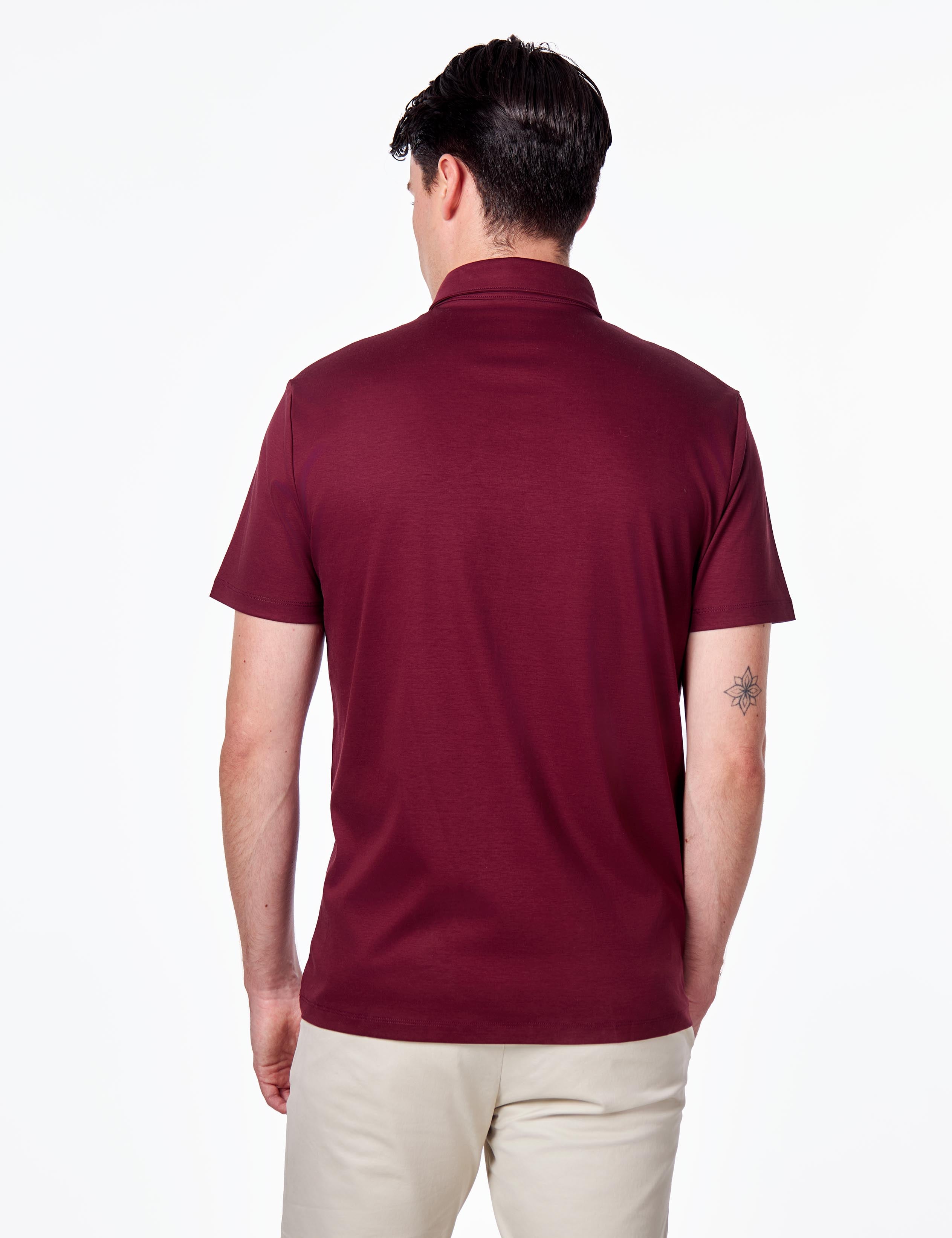 Mercerised Cotton Maroon Polo T Shirt Short Sleeve