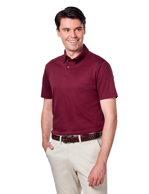 Mercerised Cotton Maroon Polo T Shirt Short Sleeve